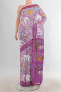 Pure Silk Lavender Pochampally Saree with Pure Ikat on the body and Plain Border.  displayed on a mannequin