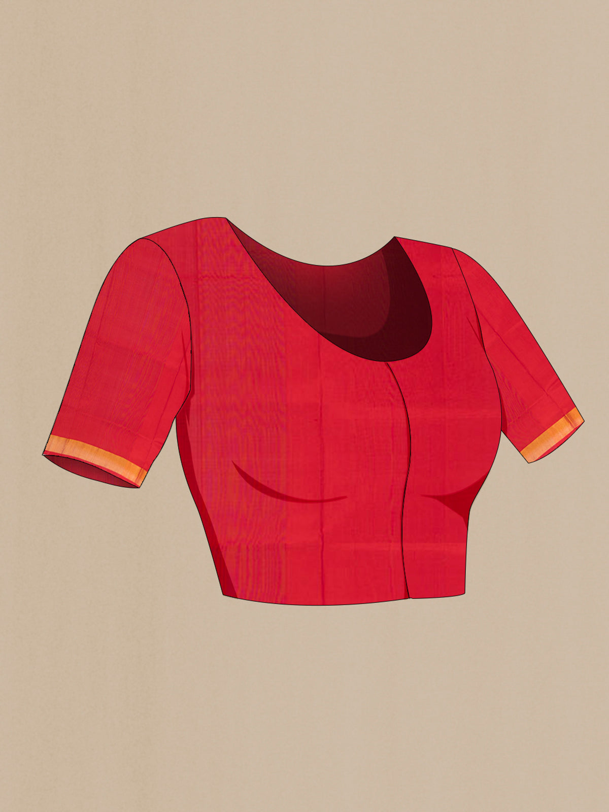 Close up image of the blouse of Pure Silk Red Uppada Saree with Zari Butta on the body and Zari Border. 