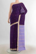 Violet Mysore Crepe Saree with Zari Butta on the body and Silk Border.  displayed on a mannequin