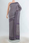 Pure Silk Grey Pochampally Saree with Pure Ikat on the body and Plain Border.  displayed on a mannequin