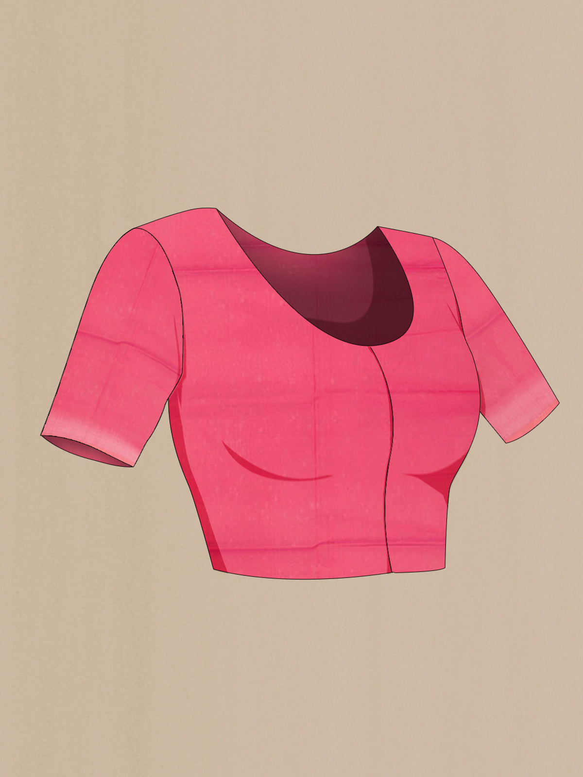 Close up image of the blouse of Pure Silk Dark Pink Banarasi Saree with Zari Butta on the body and Zari Border. 