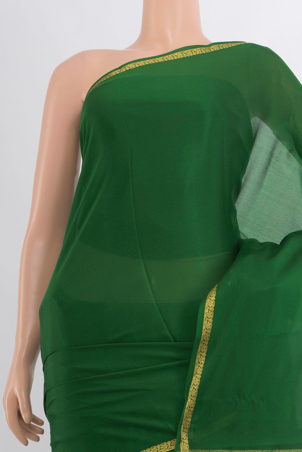 Border image of Mint Green Mysore Crepe Saree with Plain Body and Silk Border. 