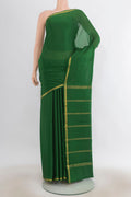 Mint Green Mysore Crepe Saree with Plain Body and Silk Border.  displayed on a mannequin