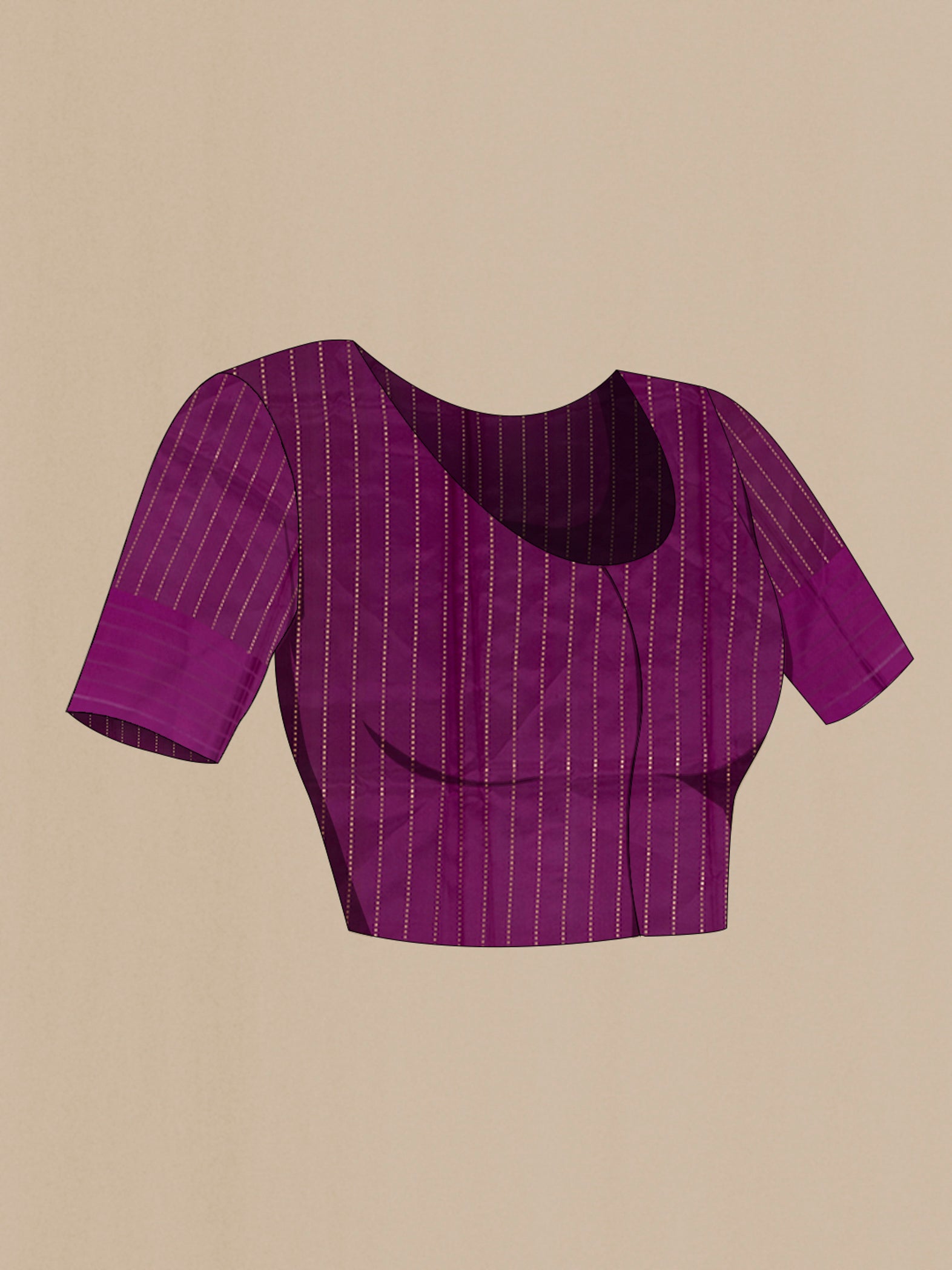 Close up image of the blouse of Multi Color Banarasi Katan Silk Saree with Half And Half on the body and Plain Border. 