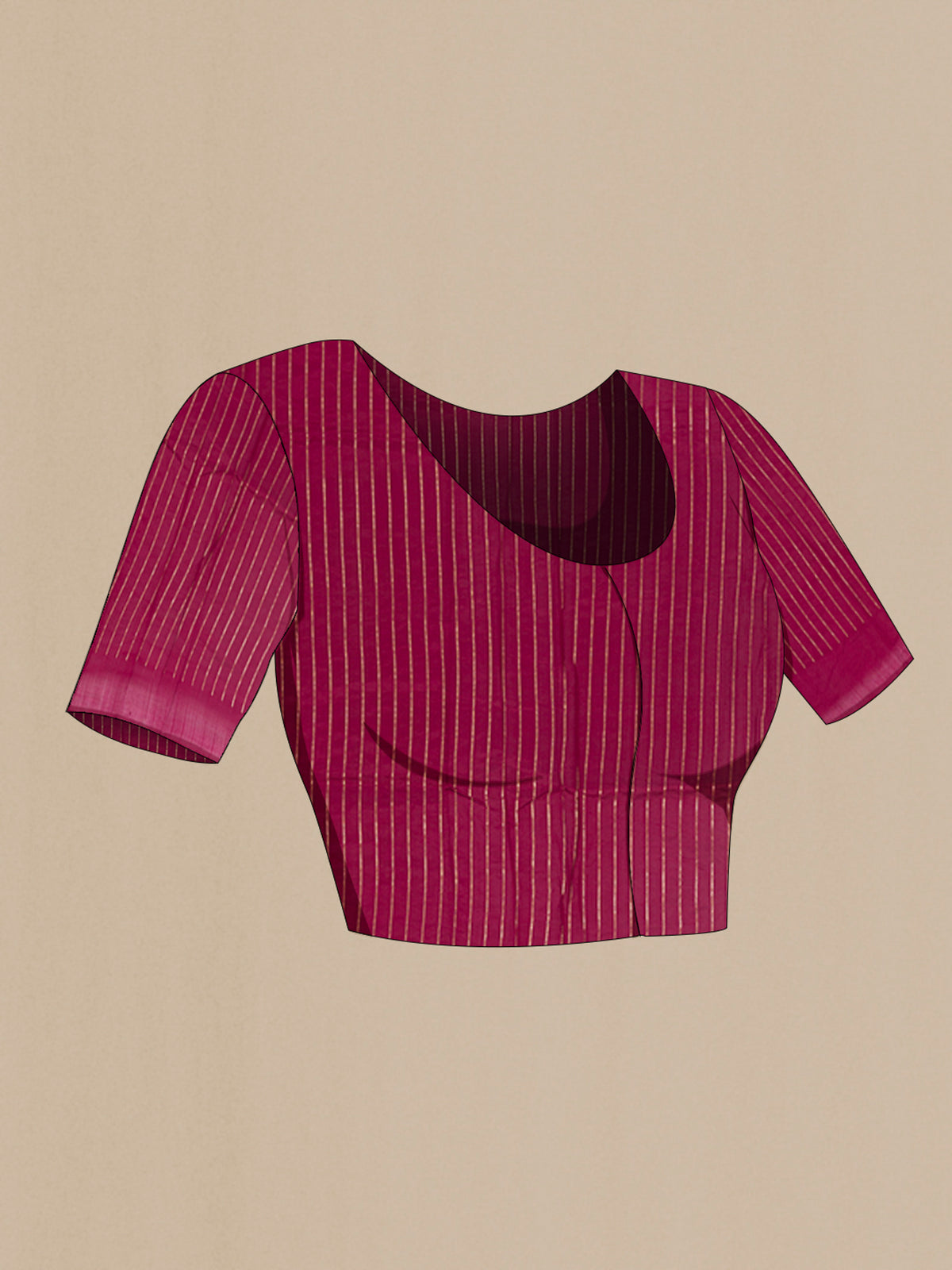 Close up image of the blouse of Maroon Banarasi Katan Silk Saree with Zari Butta on the body and Fancy Border. 