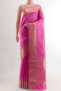 Pink Kanchipuram Silk Saree with Jacquard With Zari Butta on the body and Zari Border.  displayed on a mannequin