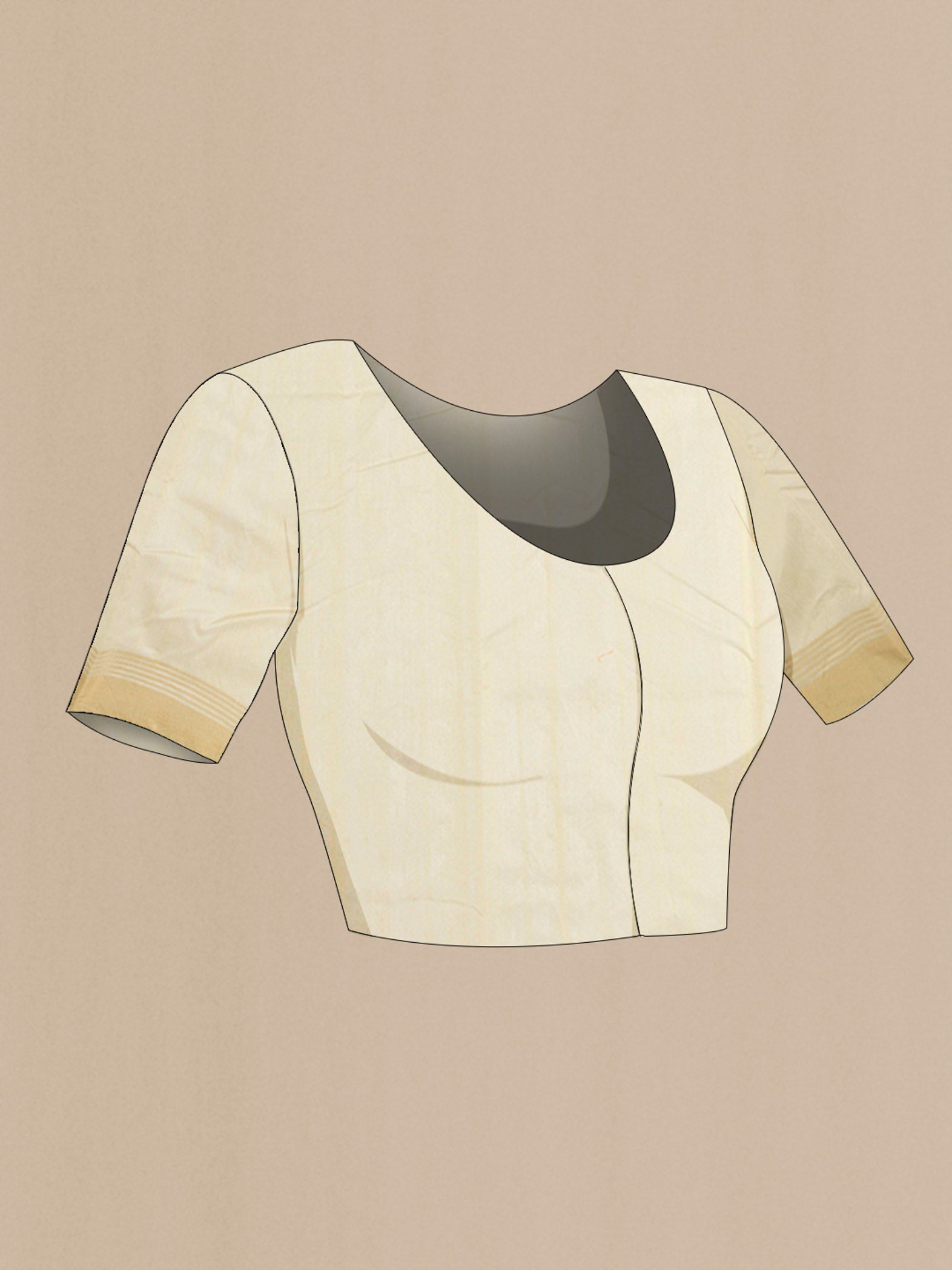 Close up image of the blouse of Lemon Yellow Chanderi Silk Cotton Saree with Thread Butta on the body and Zari Border