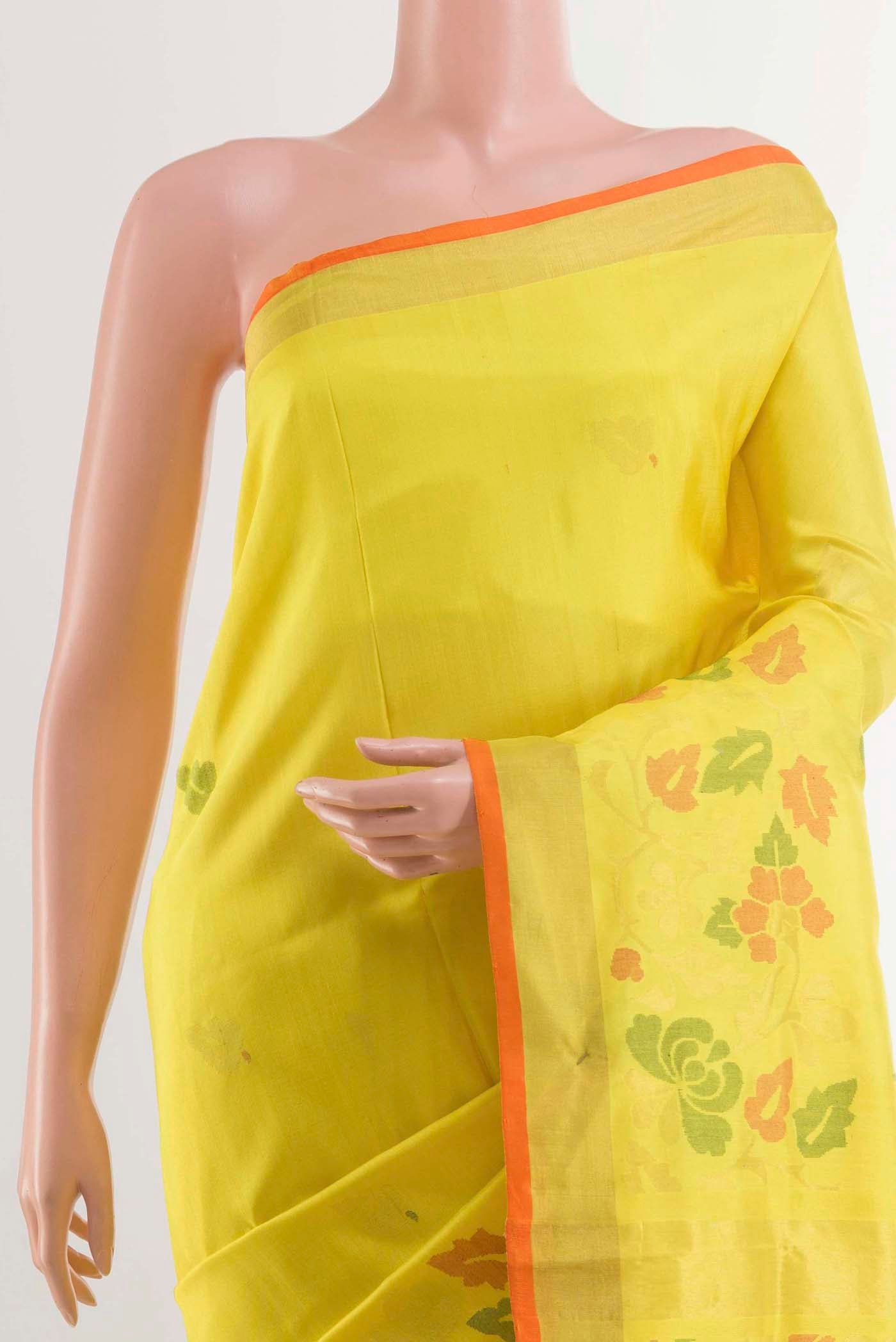 Border image of Yellow Uppada Silk Saree with Zari Butta on the body and Zari Border