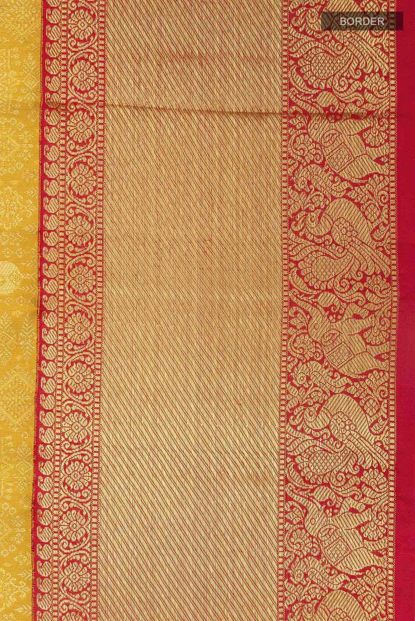 Border image of Yellow Dual Tone Kanchipuram Silk Saree with Zari Brocade on the body and Zari Border