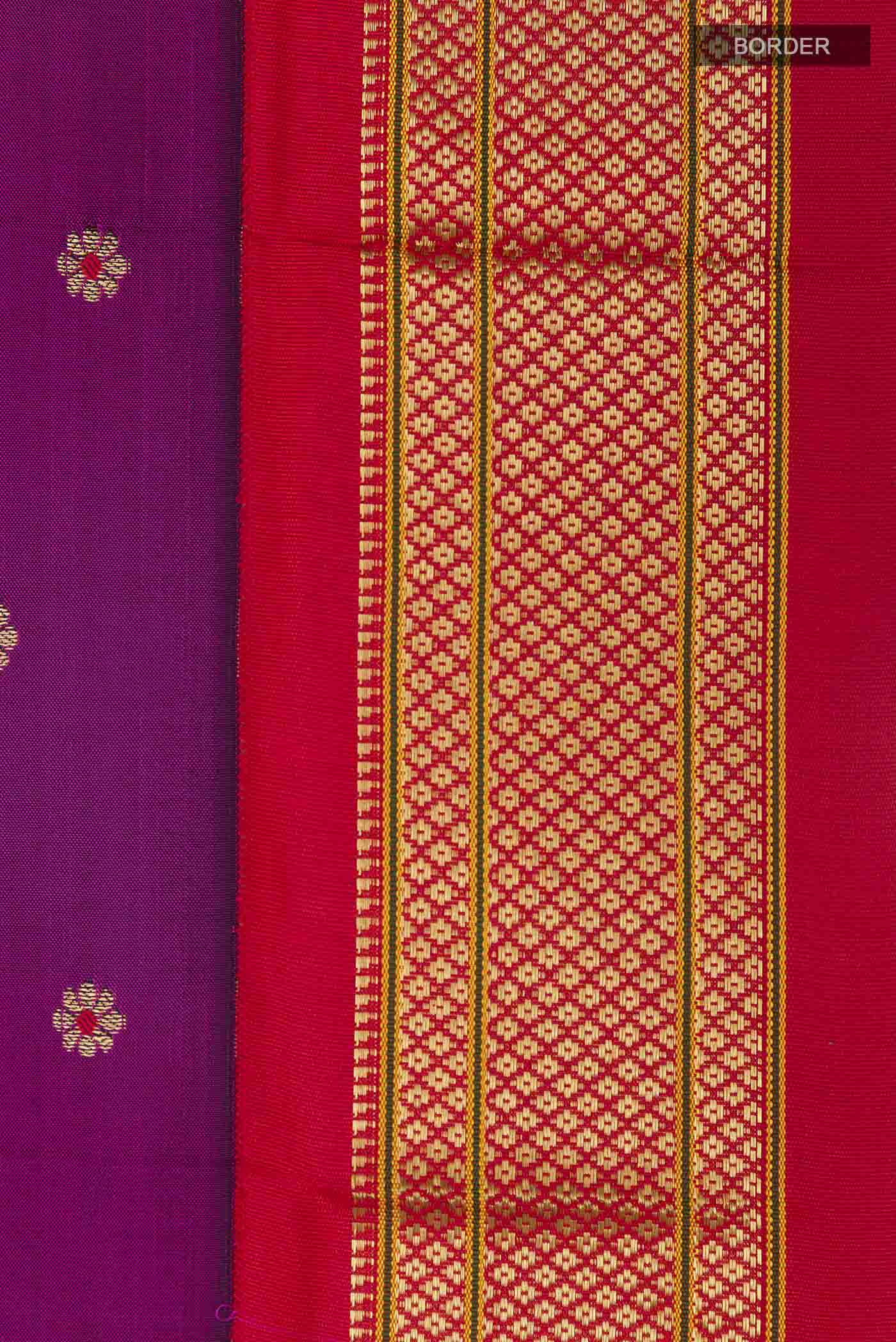 Border image of Purple Paithani Silk Saree with Zari Butta on the body and Zari Border