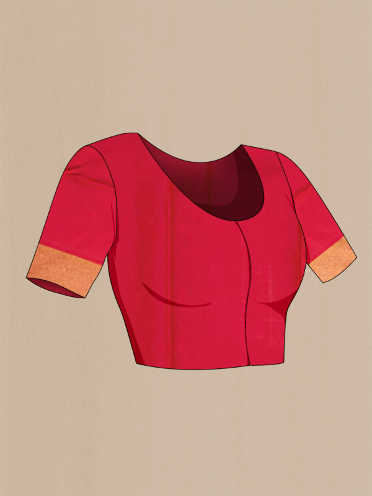 Close up image of the blouse of Maroon Kanchipuram Silk Saree with Plain Body and Rising Temple Border