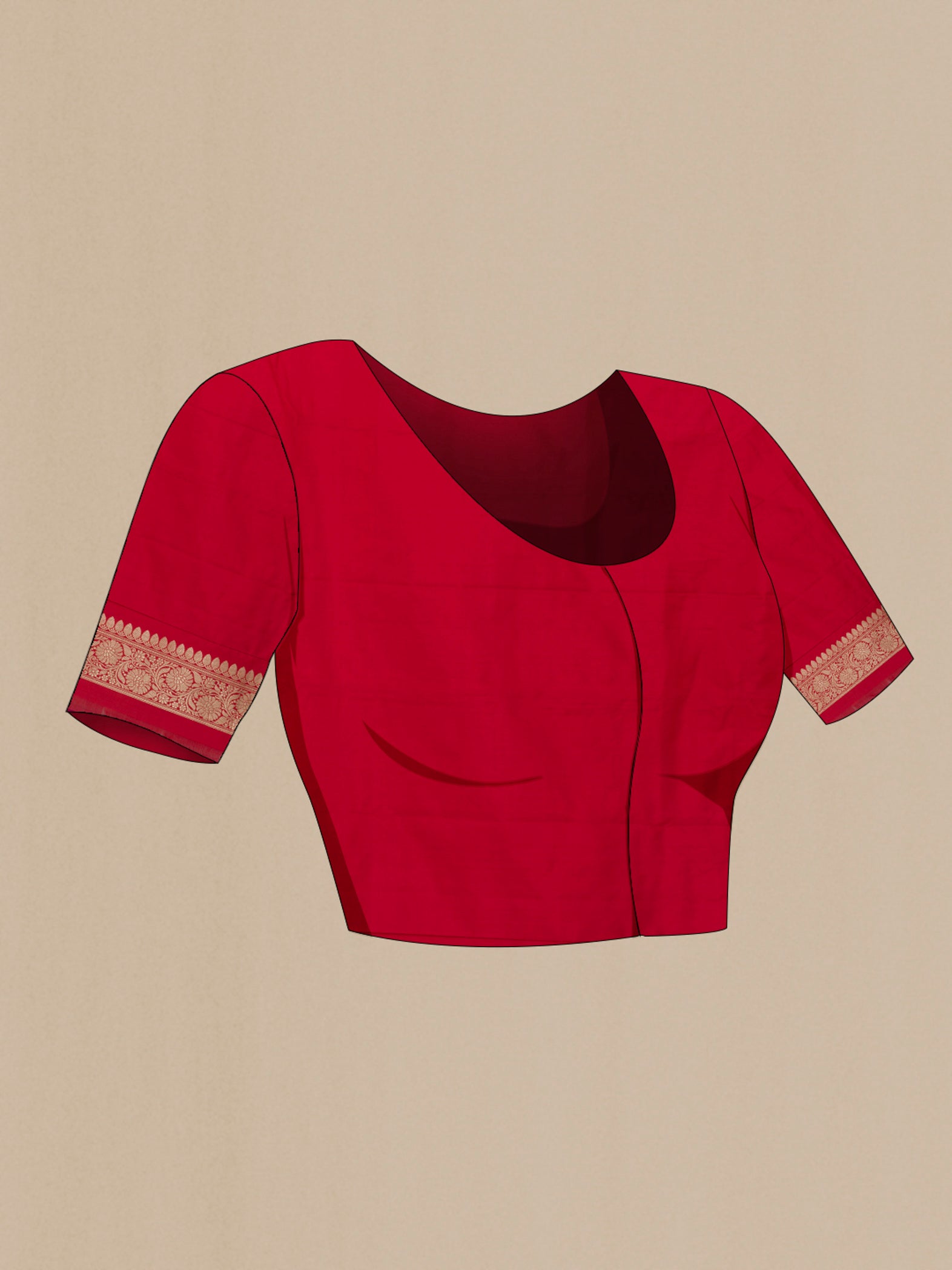 Close up image of the blouse of Black Banarasi Silk Saree with Zari Butta on the body and Zari Border. 