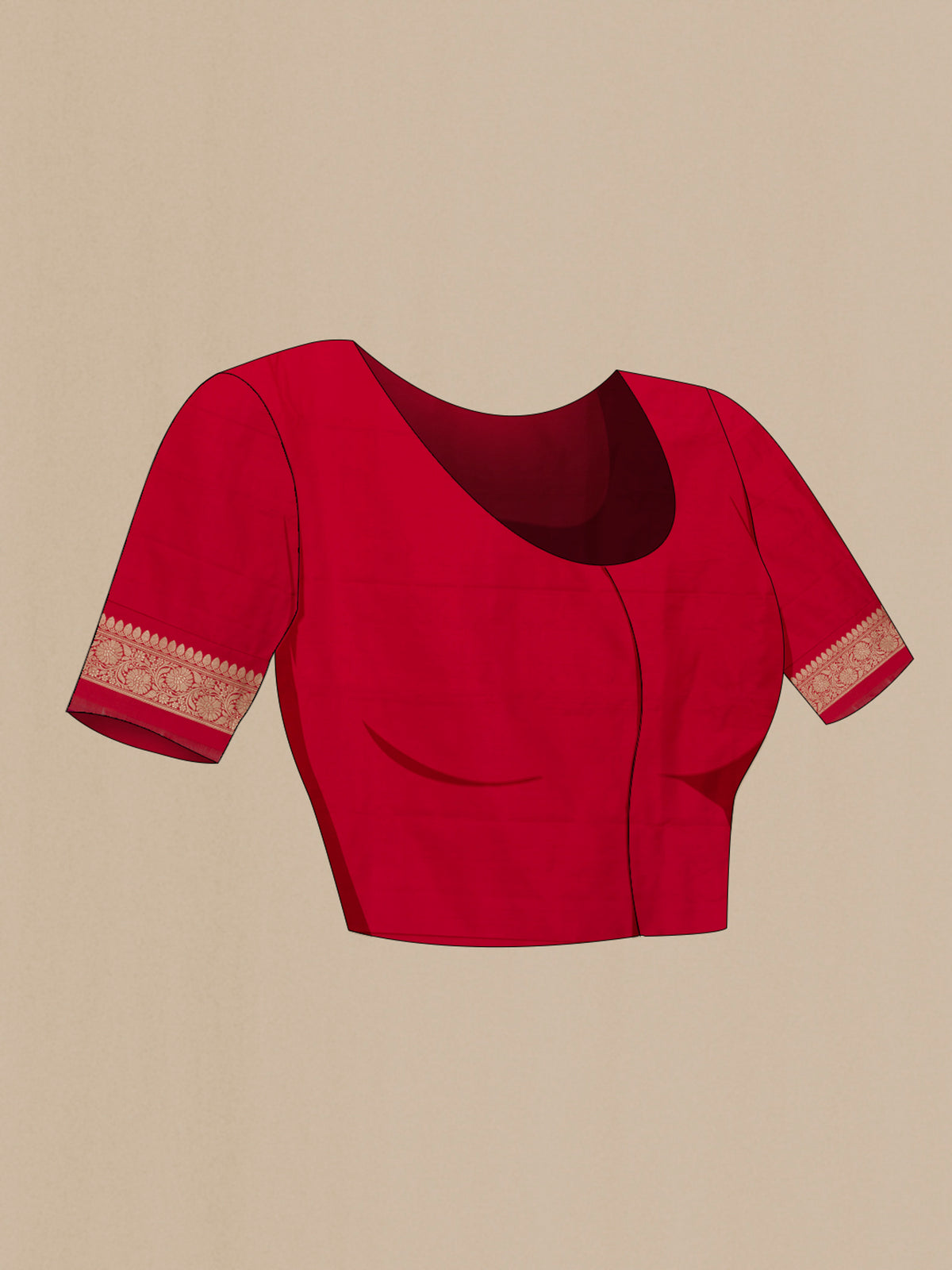 Close up image of the blouse of Black Banarasi Silk Saree with Zari Butta on the body and Zari Border. 