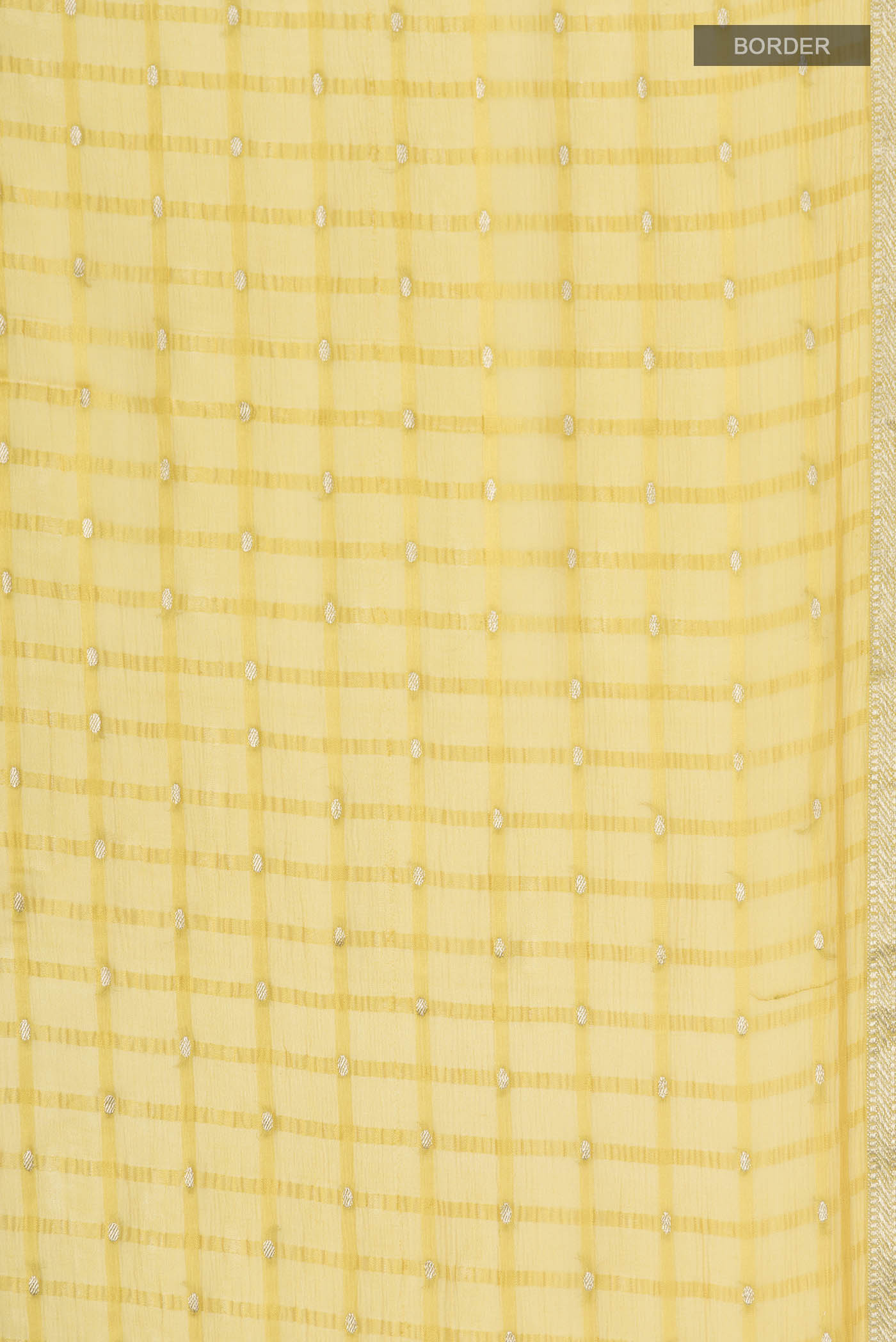 Border image of Yellow Mysore Chiffon Saree with Embroidery on the body and Zari Border