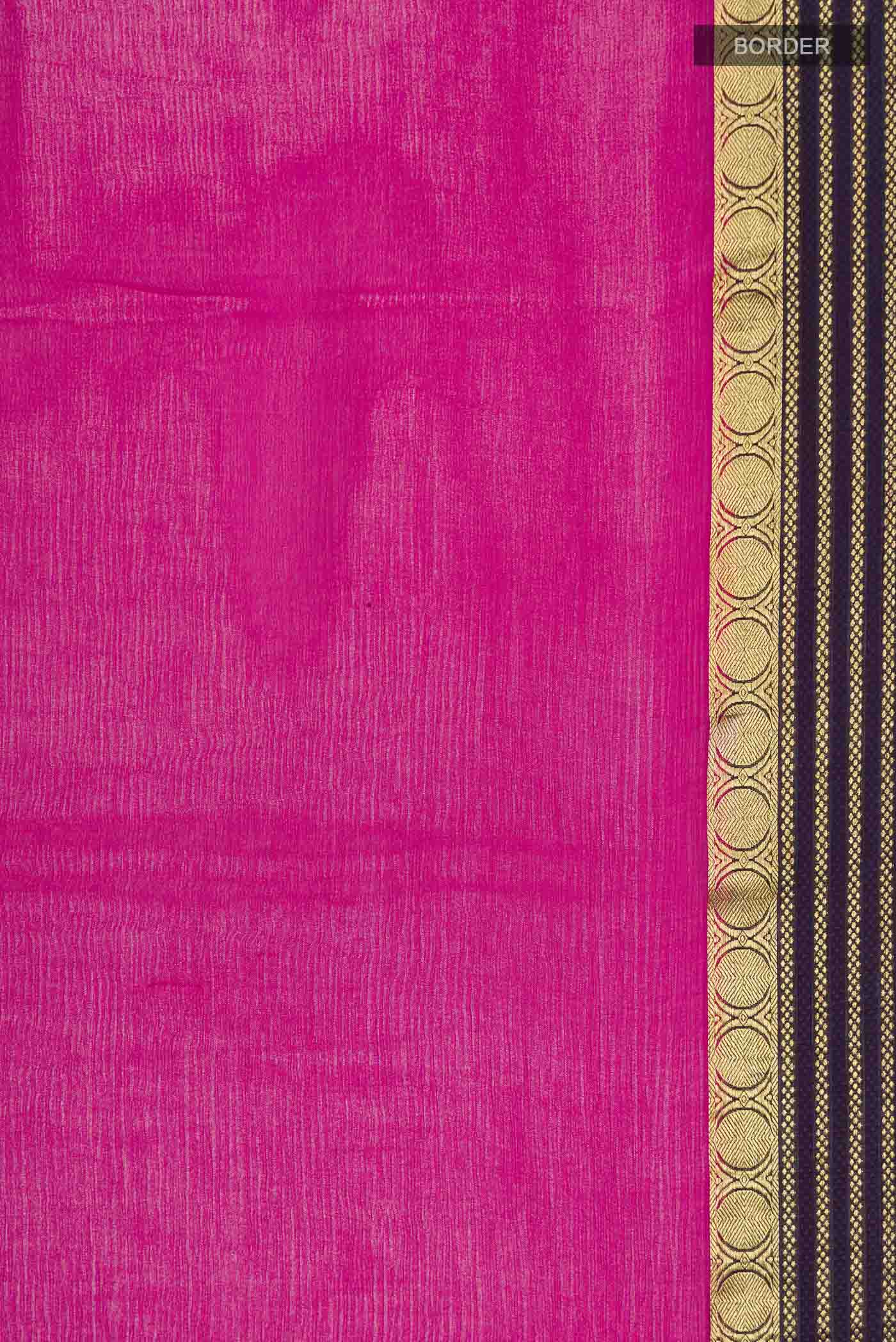 Border image of Pink Mysore Chiffon Saree with Plain Body and Zari Border