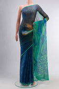 Multi Color Mysore Chiffon Saree with Plain Body and Plain Border displayed on a mannequin