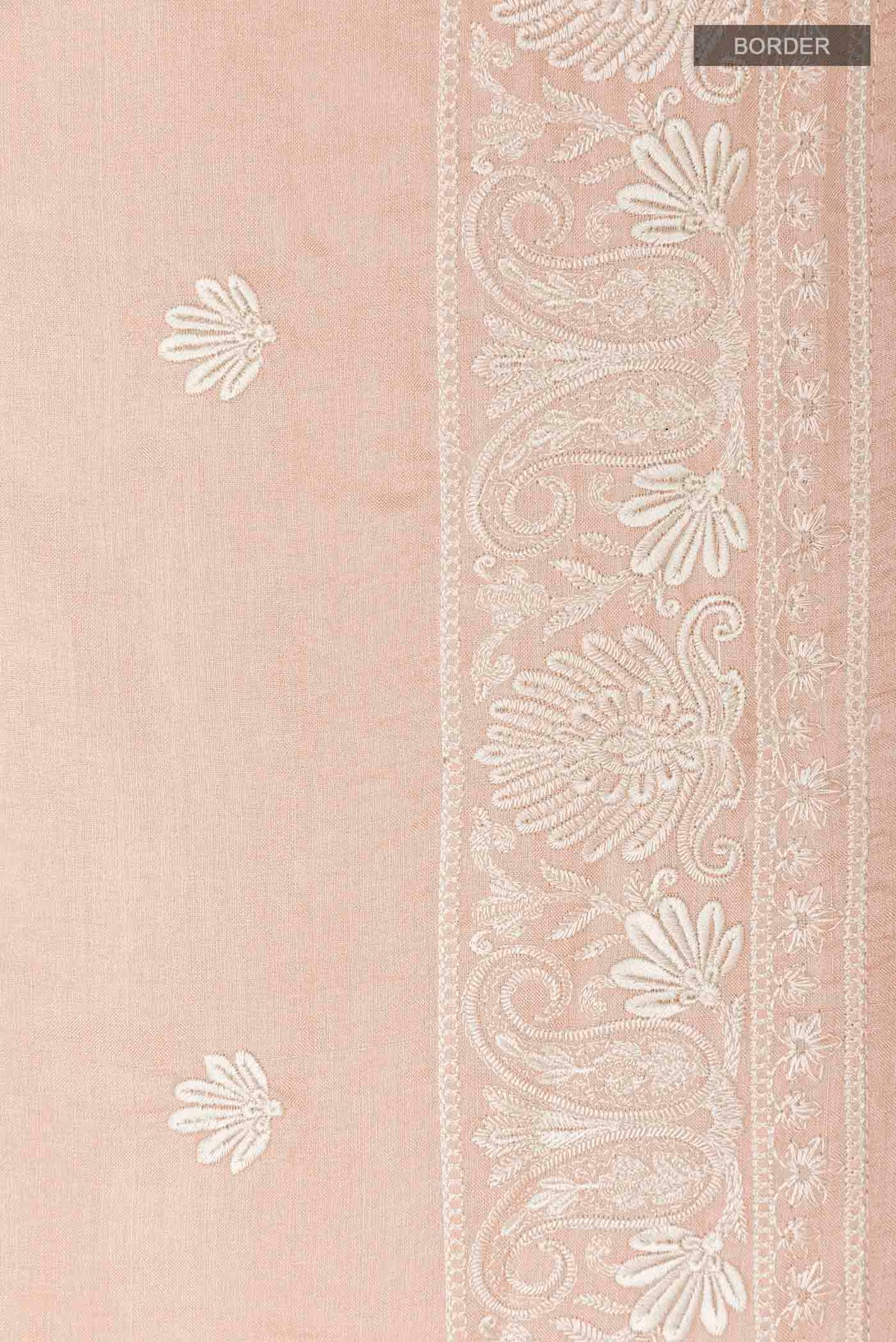 Border image of Imperial Pink Tussar Saree with Thread Butta on the body and Embroidery Border
