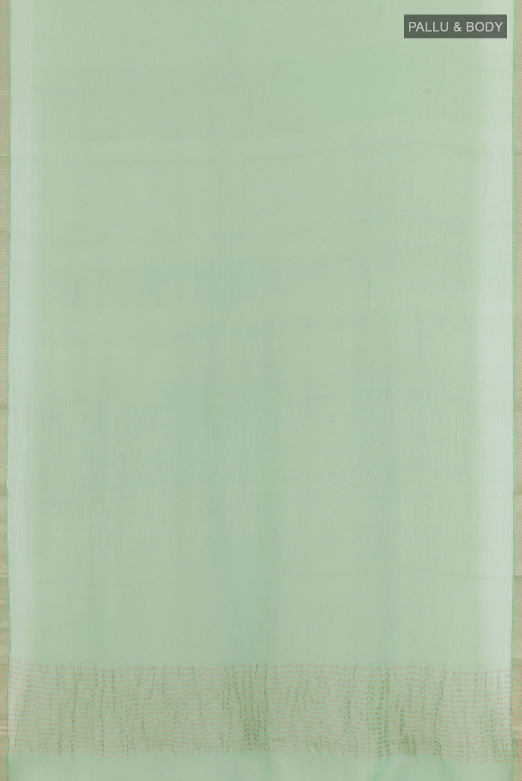 Flat view of Green Mysore Chiffon Saree with Plain Body and Plain Border. 