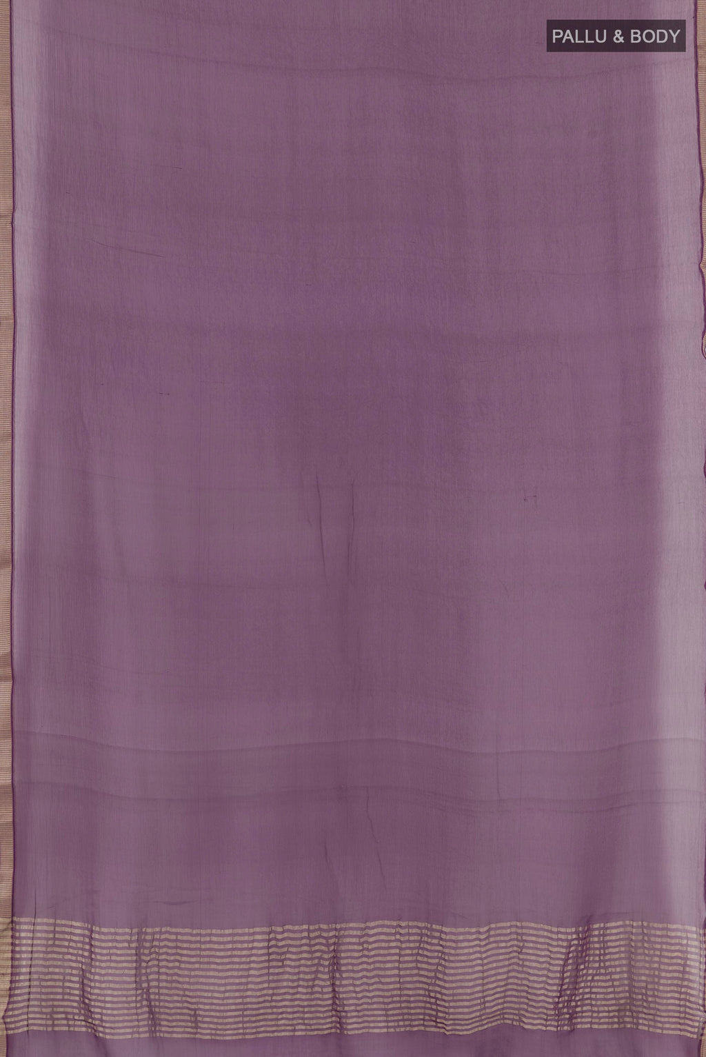 Flat view of Purple Mysore Chiffon Saree with Plain Body and Plain Border. 