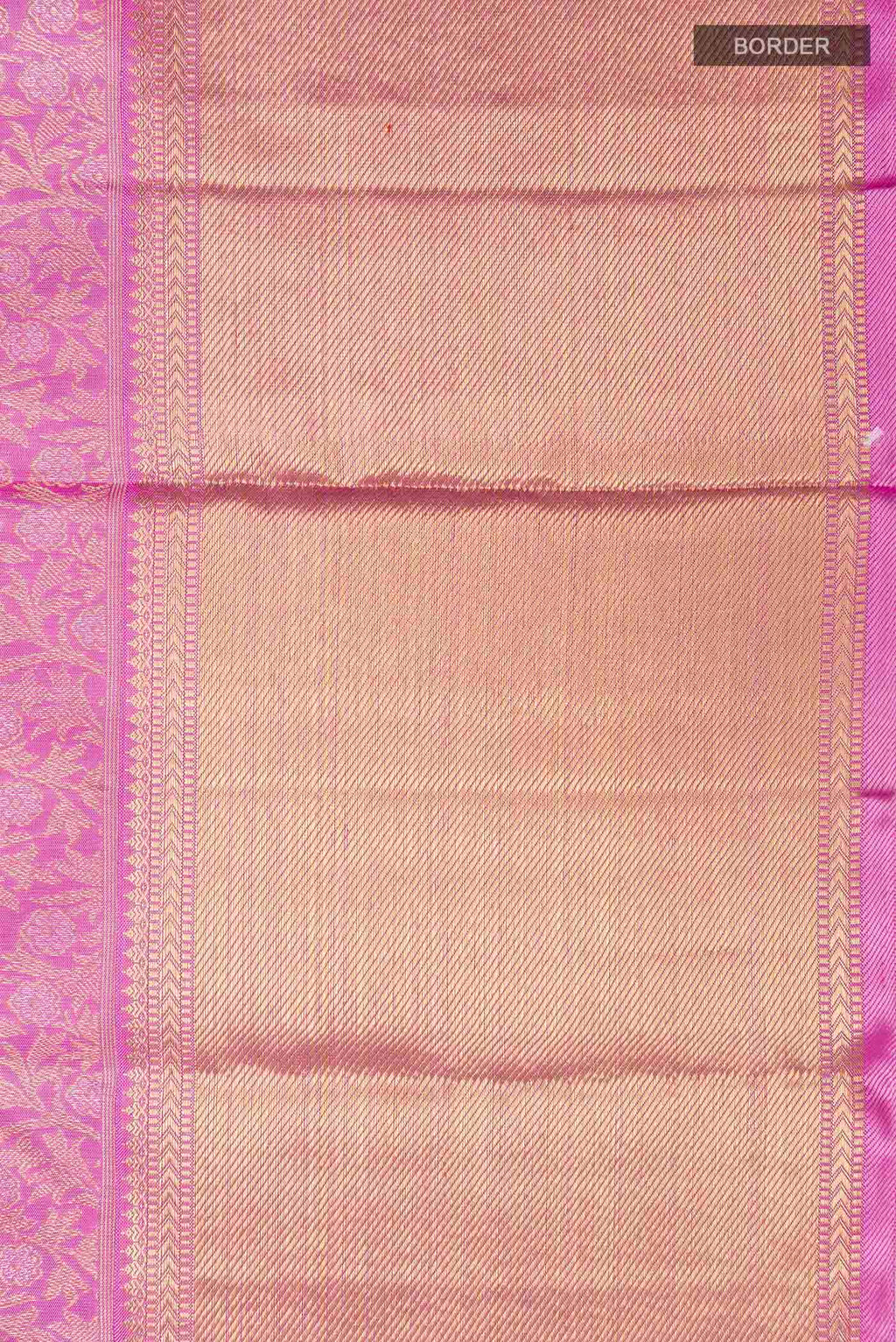 Border image of Pure Silk Pure Zari Pink Kanchipuram Saree with Zari Brocade on the body and Zari Border