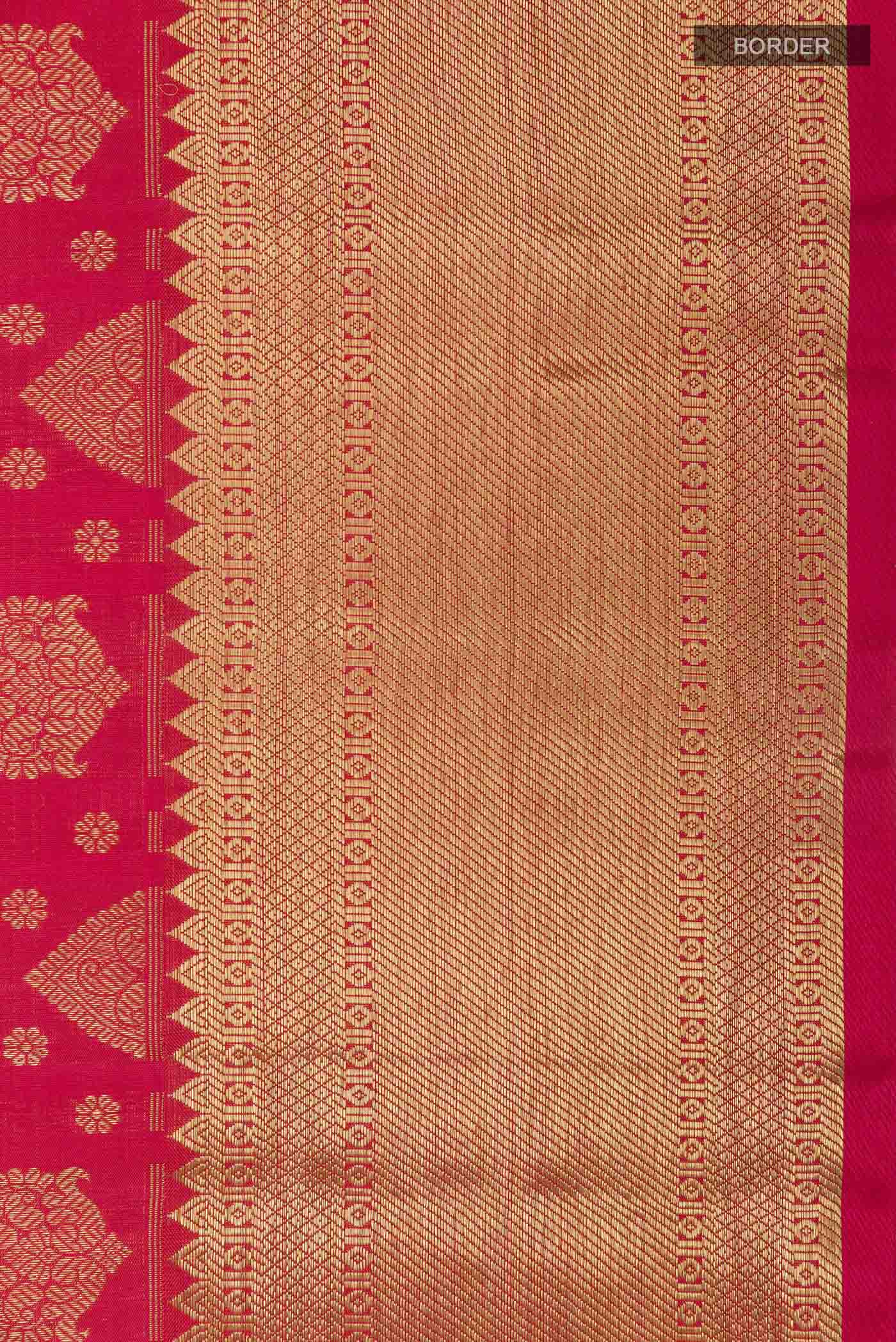 Border image of Pure Silk Pure Zari Red Kanchipuram Saree with Zari Butta on the body and Zari Border