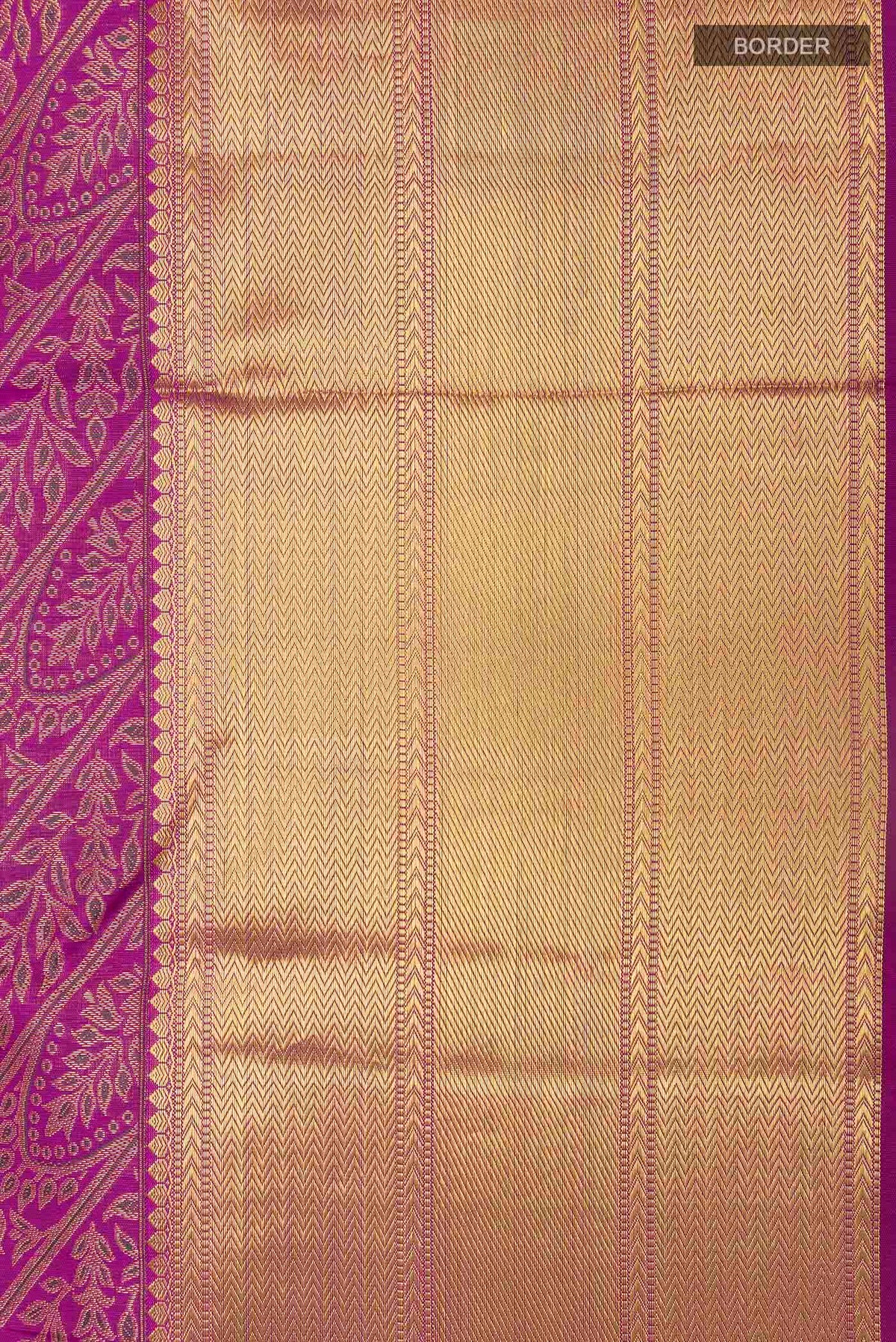 Border image of Pure Silk Pure Zari Purple Kanchipuram Saree with Zari Brocade on the body and Zari Border