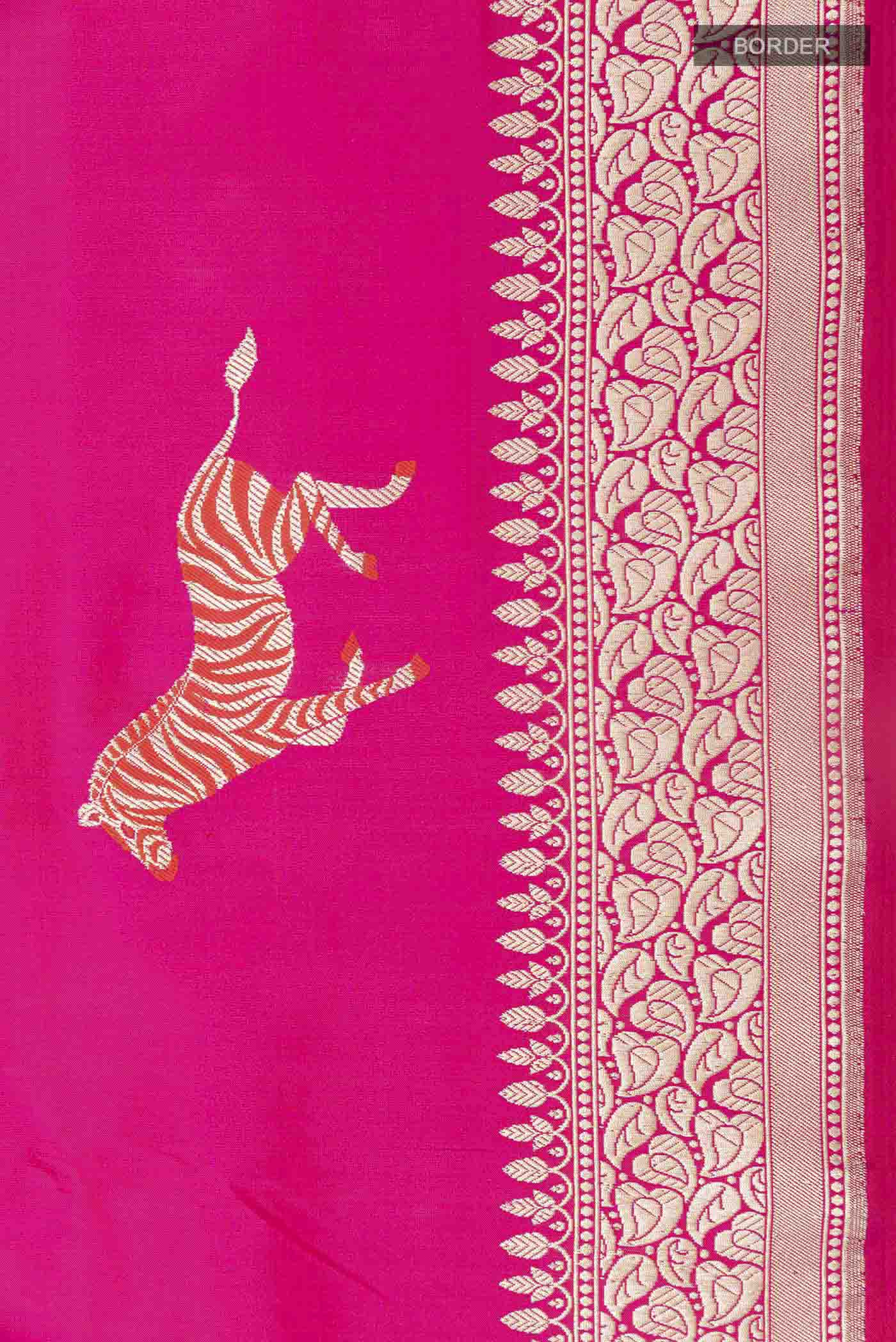 Border image of Pink Banarasi Silk Saree with Zari Butta on the body and Zari Border