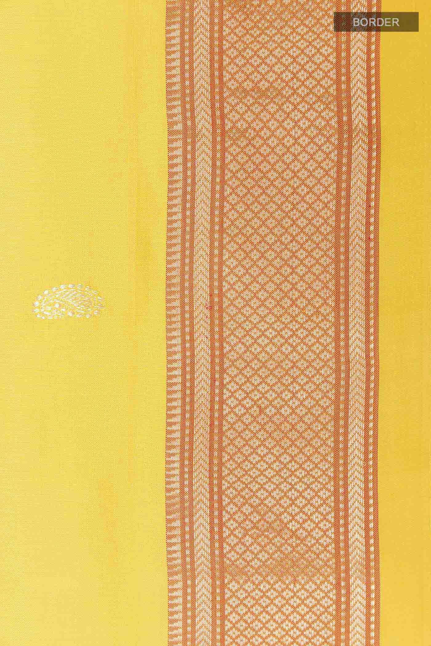 Border image of Yellow Dual Tone Paithani Silk Saree with Zari Butta on the body and Zari Border