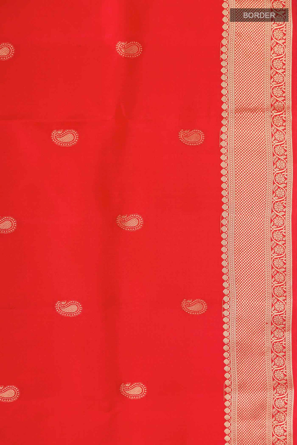 Border image of Orange Soft Silk Saree with Zari Butta on the body and Zari Border