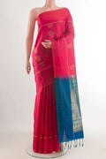 Pink Dual Tone Soft Silk Saree with Zari Butta on the body and Zari Border displayed on a mannequin