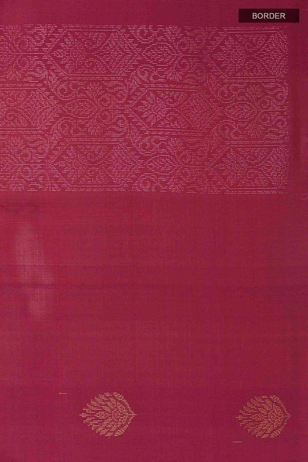 Border image of Maroon Soft Silk Saree with Zari Butta on the body and Without Border
