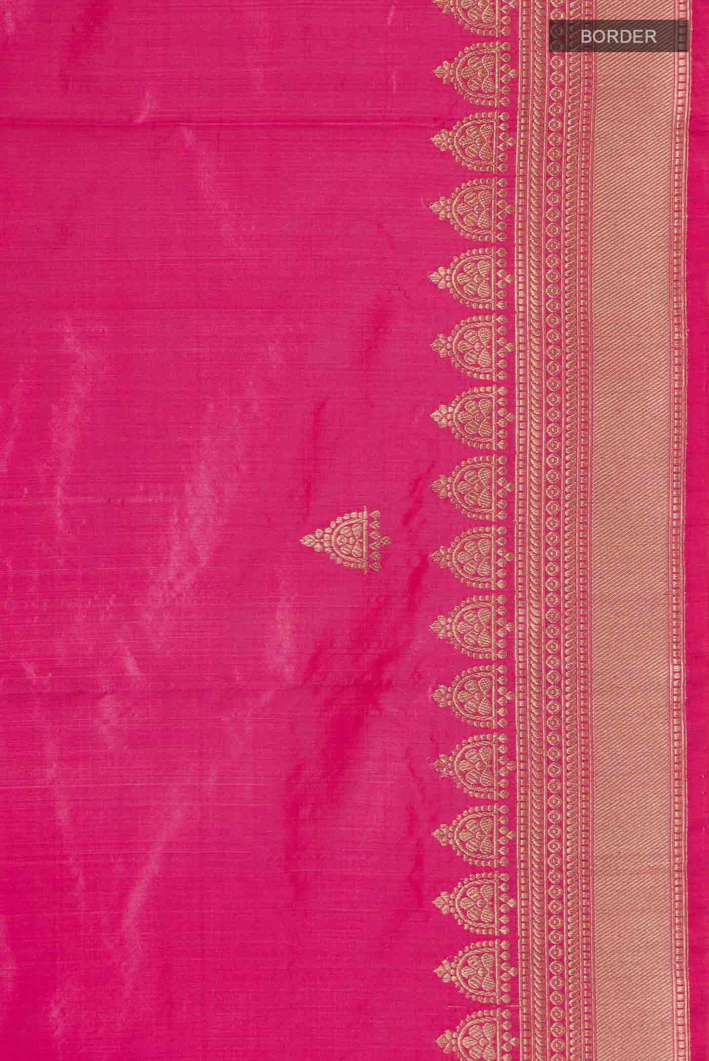Border image of Coral Banarasi Katan Silk Saree with Zari Butta on the body and Zari Border