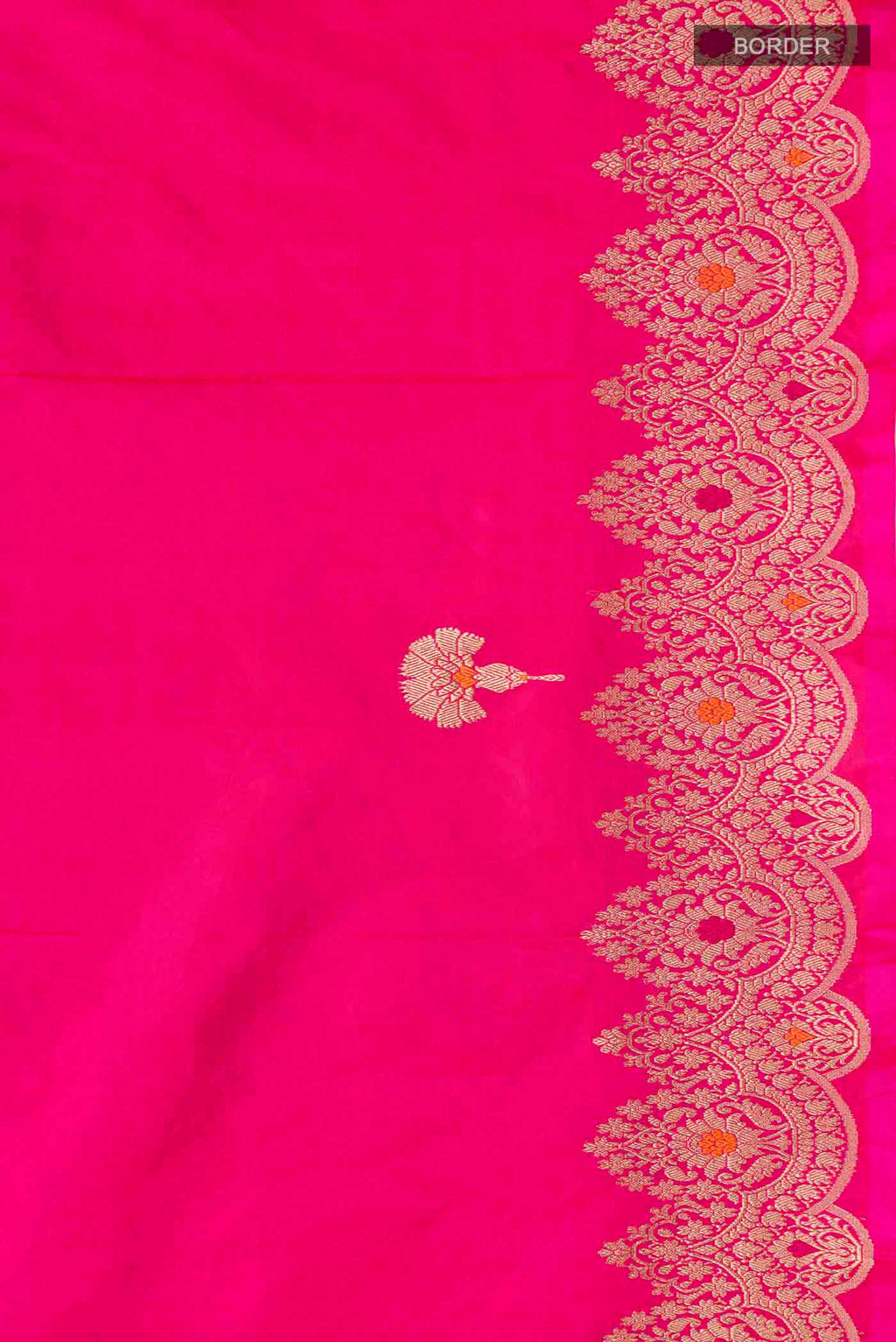 Border image of Pink Banarasi Katan Silk Saree with Zari Butta on the body and Zari Border