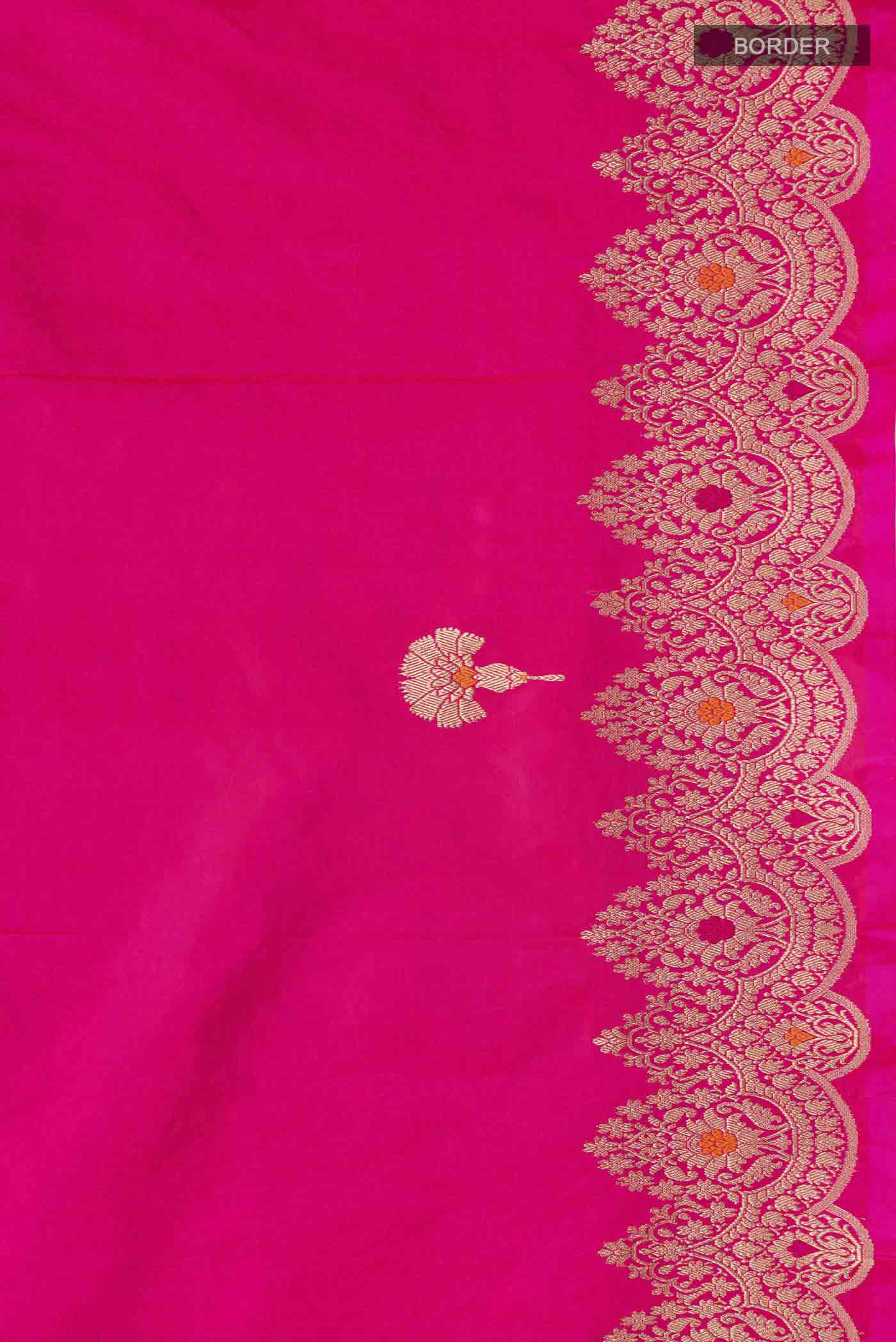 Border image of Pink Banarasi Katan Silk Saree with Zari Butta on the body and Zari Border