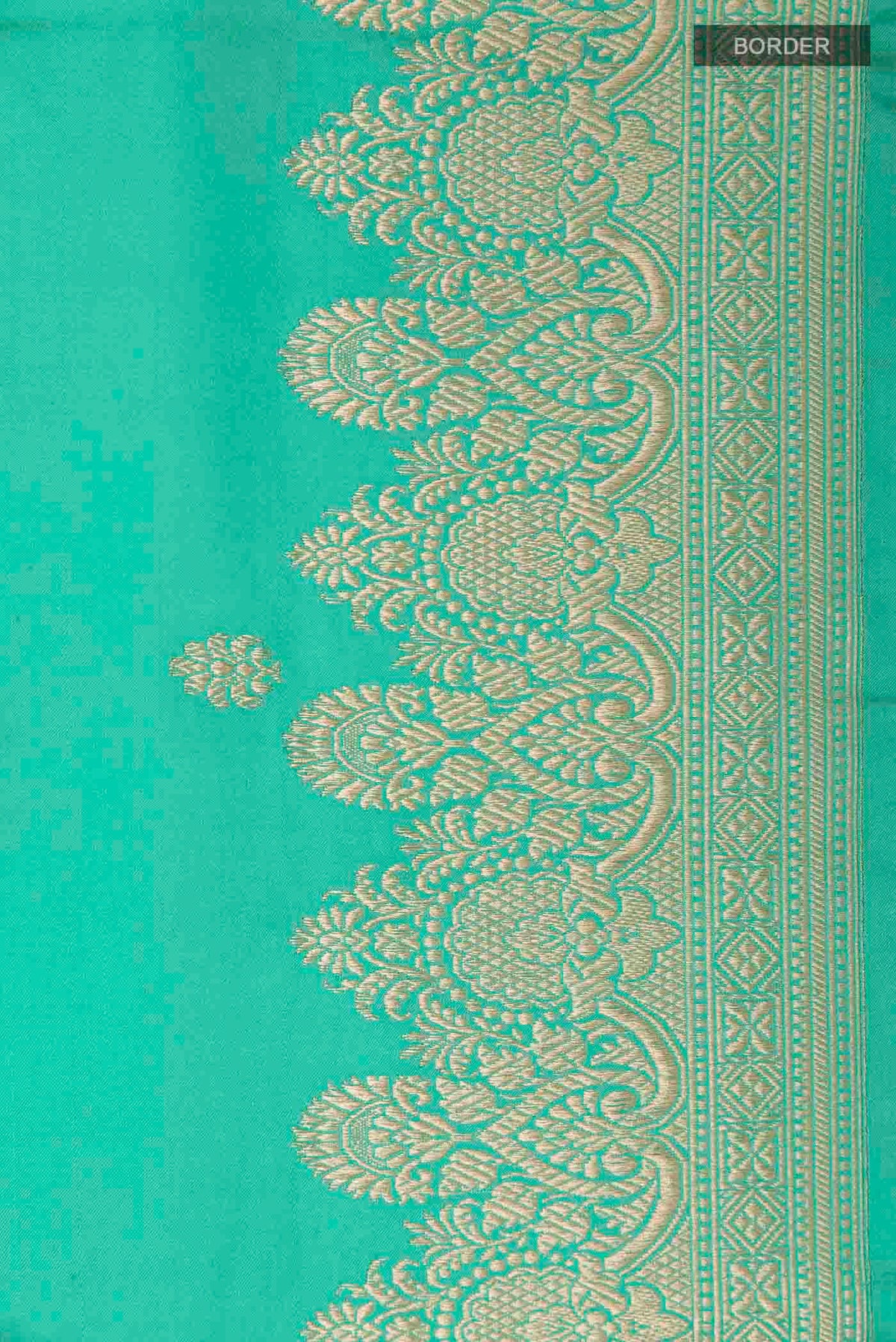 Border image of Sea Green Banarasi Silk Saree with Zari Butta on the body and Zari Border
