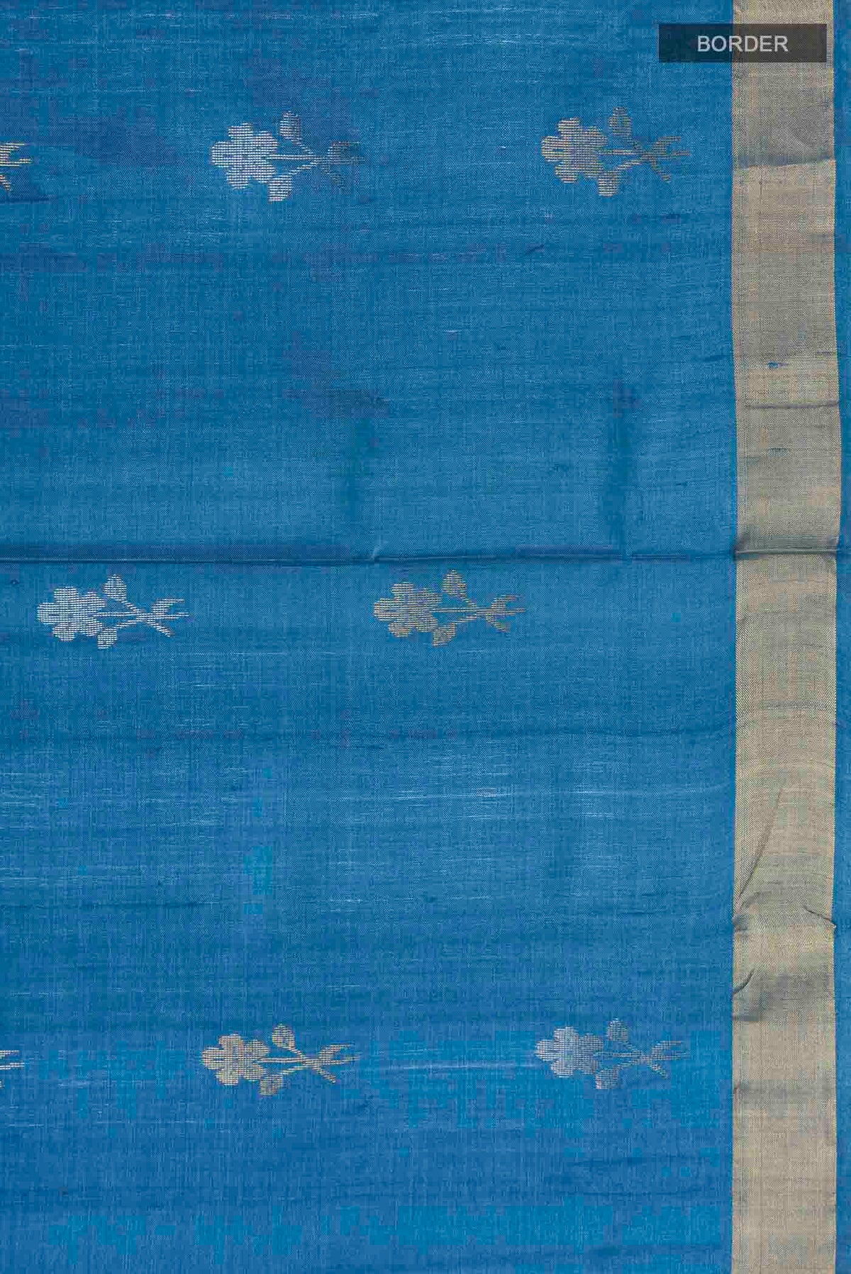Border image of Blue Bhagalpuri Tussar Silk Saree with Zari Butta on the body and Zari Border
