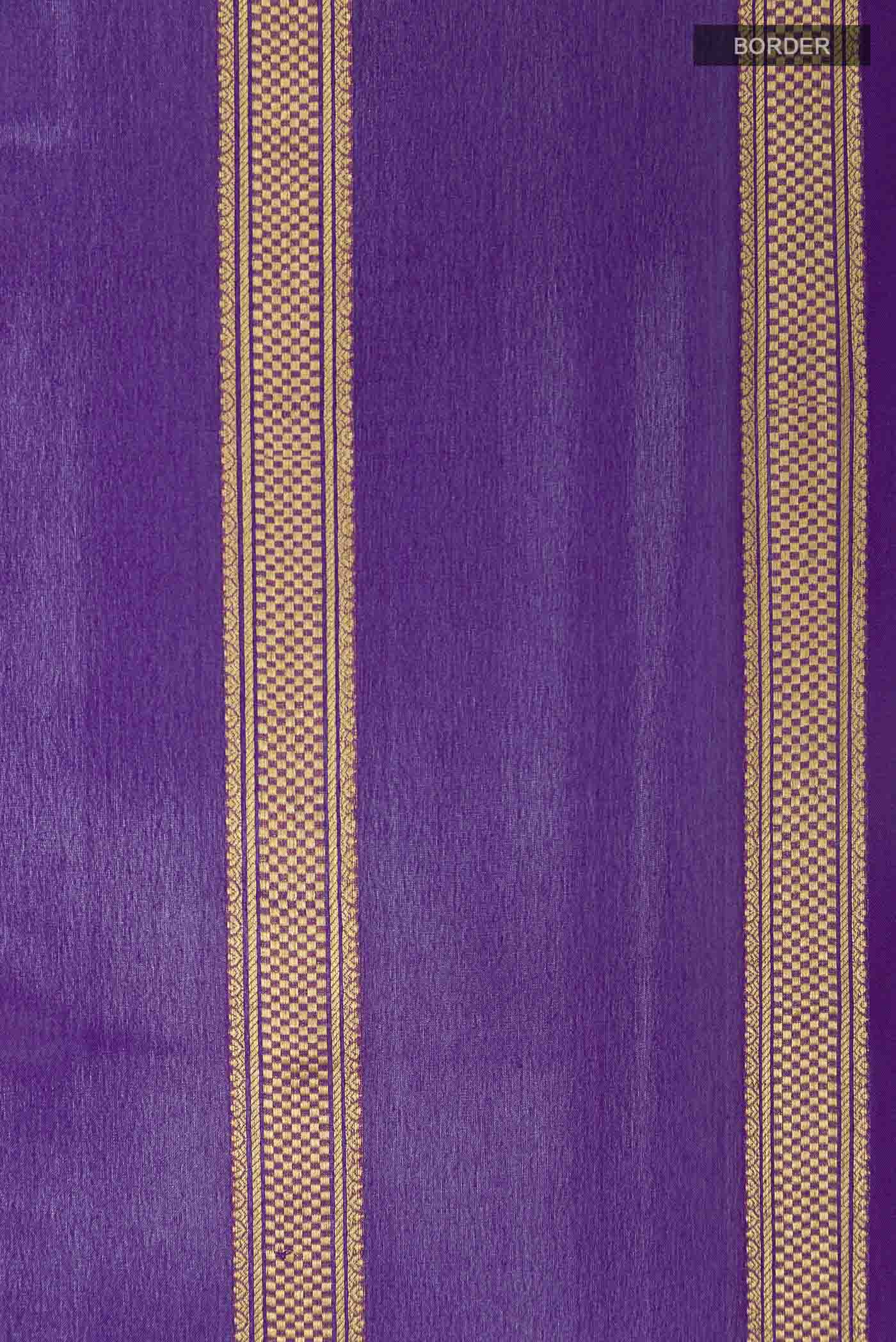 Border image of Purple Mysore Crepe Saree with Plain Body and Zari Border
