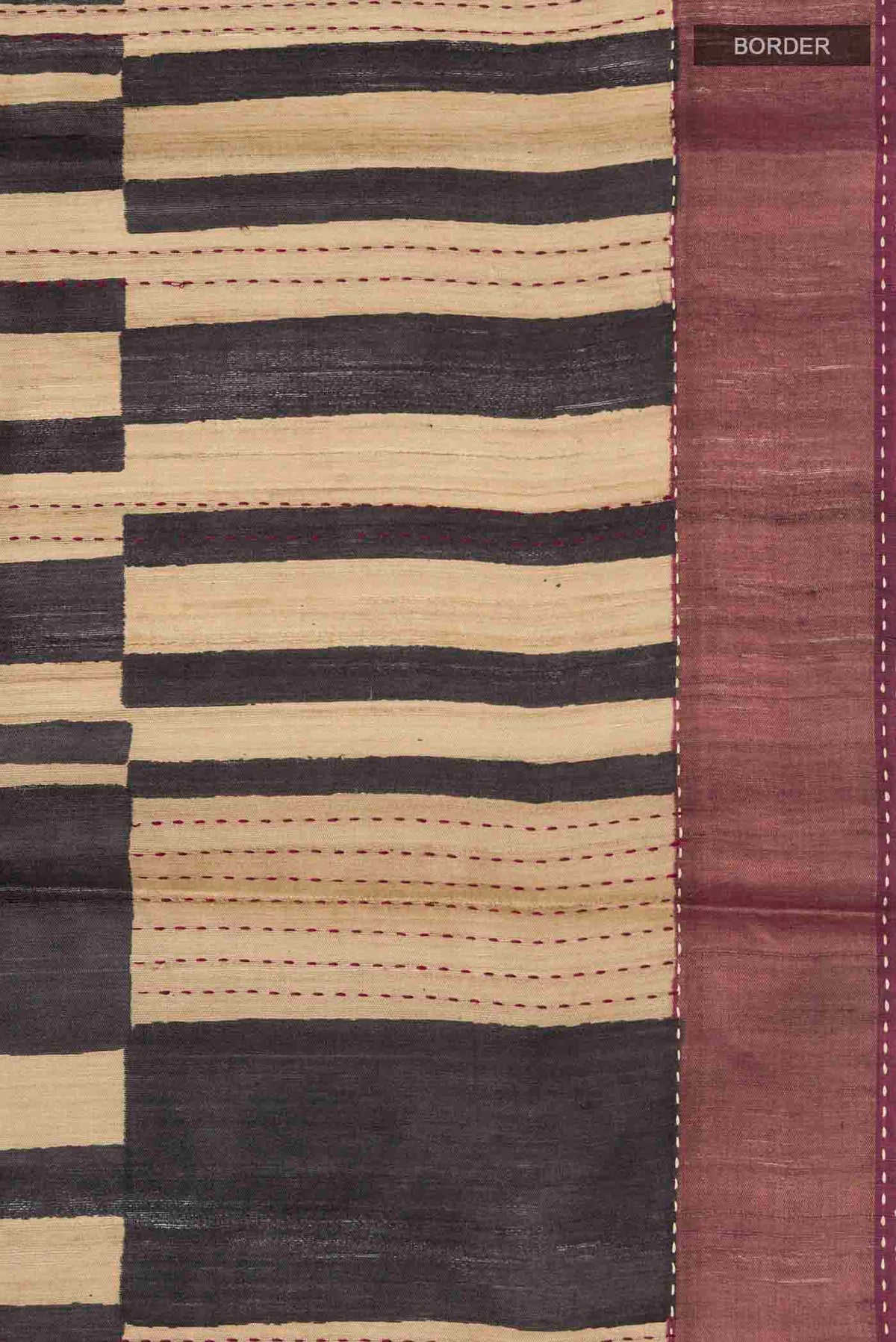 Border image of Multi Color Tussar Silk Saree with Stripes on the body and Zari Border