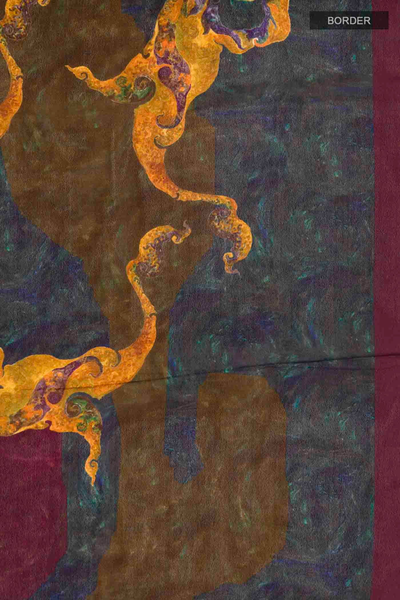 Border image of Multi Color Mysore Crepe Saree with Printed design on the body and Printed Border