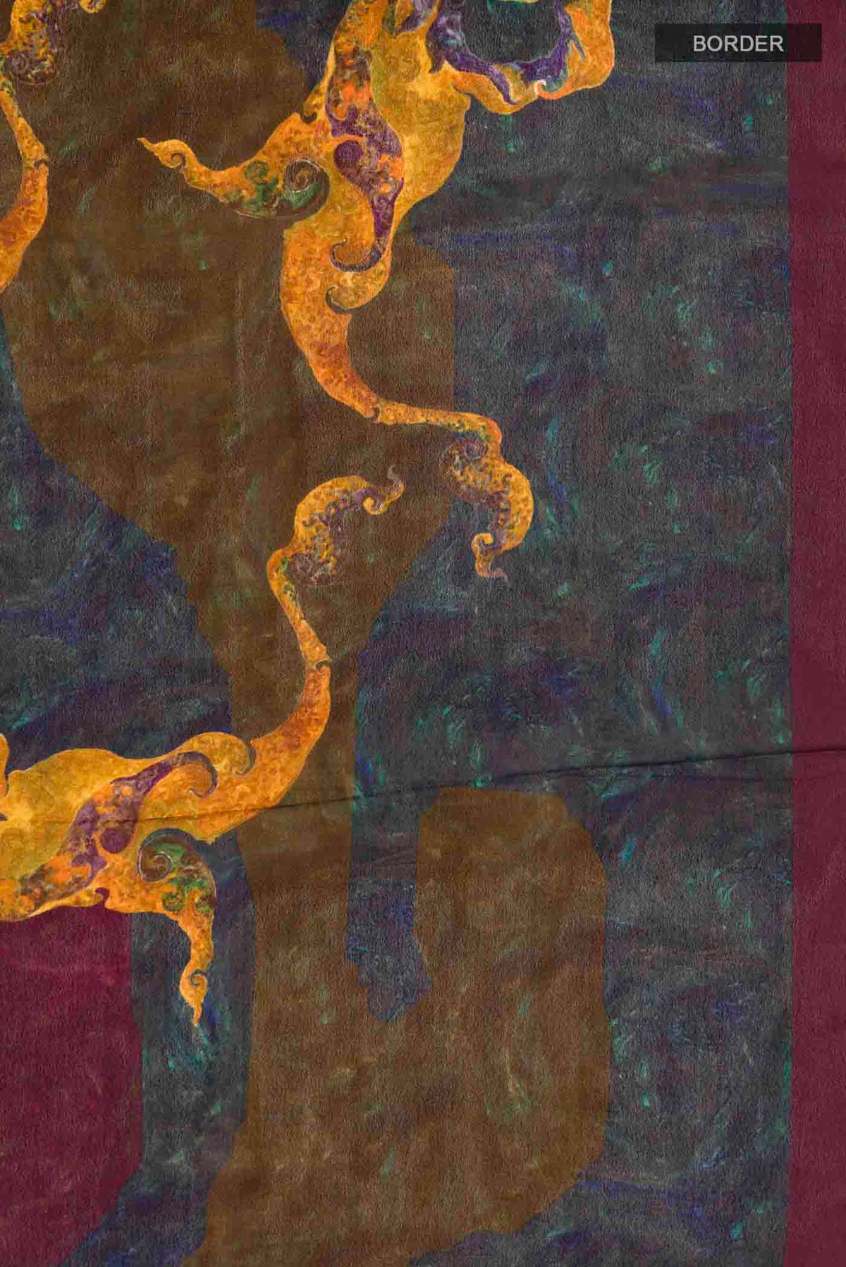 Border image of Multi Color Mysore Crepe Saree with Printed design on the body and Printed Border
