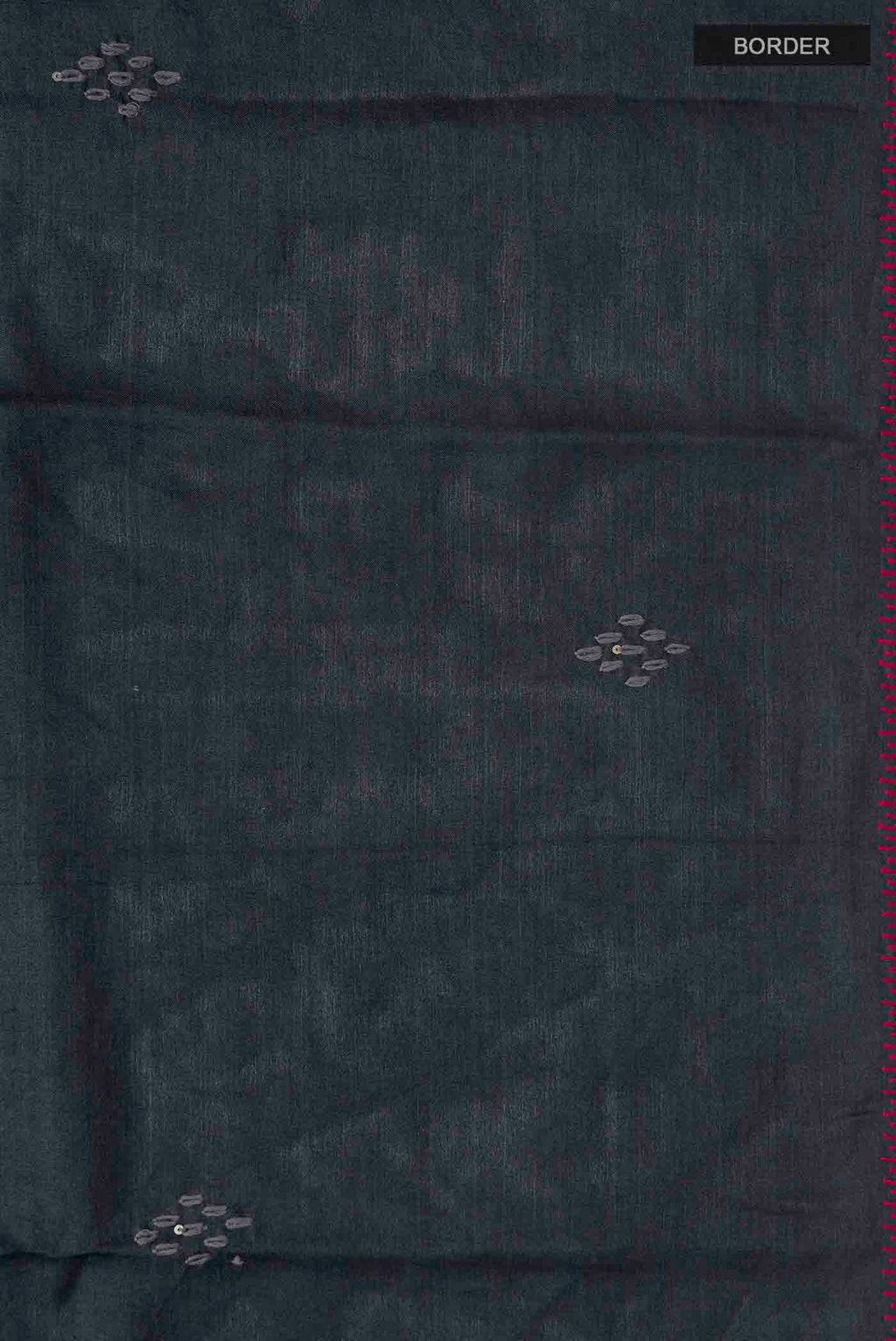 Border image of Black Tussar Silk Saree with Plain Body and Embroidery Border
