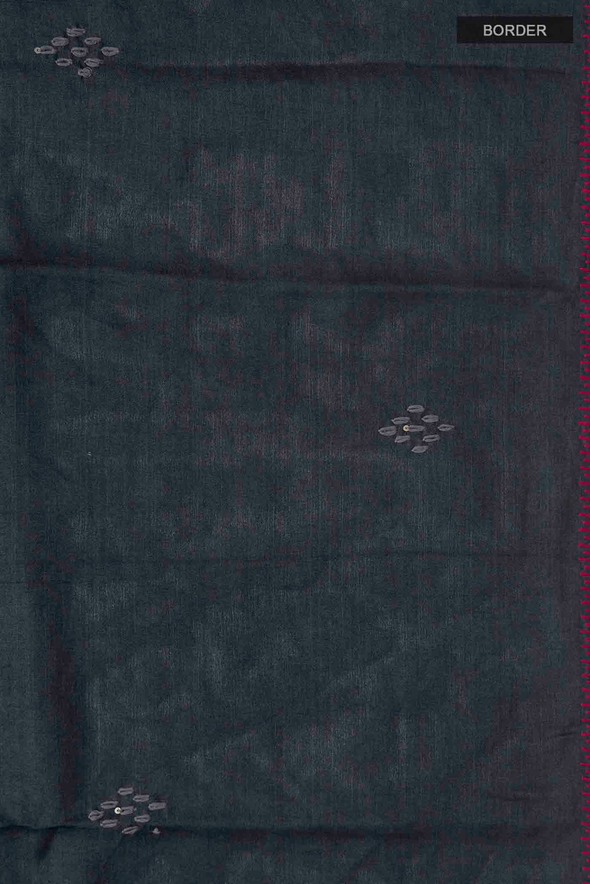 Border image of Black Tussar Silk Saree with Plain Body and Embroidery Border