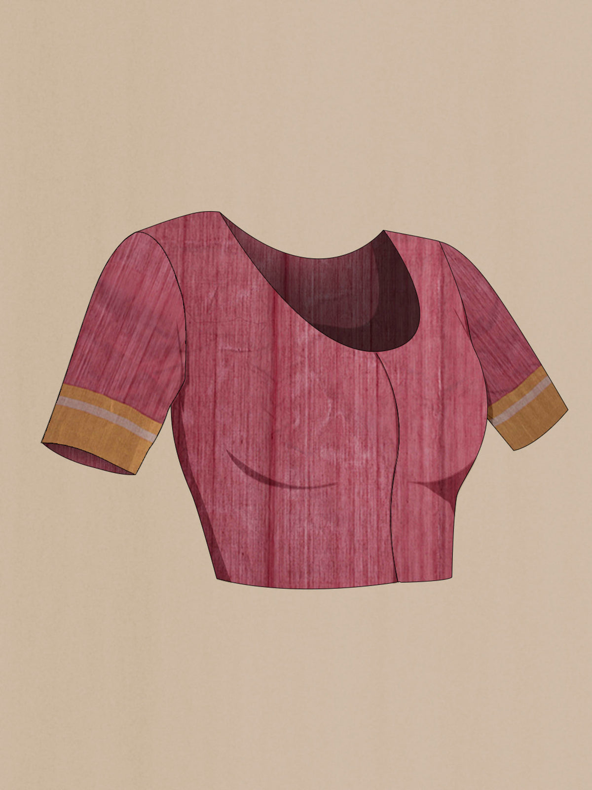 Close up image of the blouse of Maroon Chanderi Silk Cotton Saree with Zari Butta on the body and Zari Border