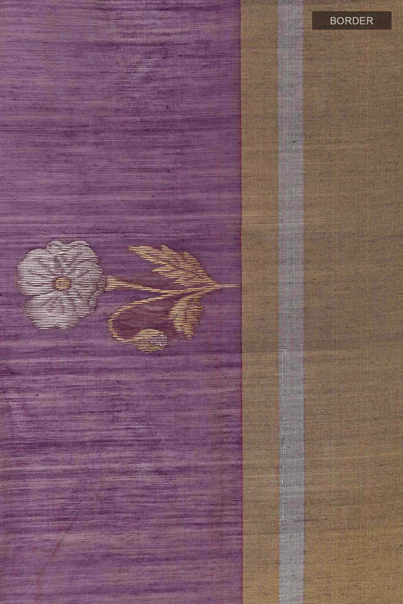 Border image of Purple Chanderi Silk Cotton Saree with Zari Butta on the body and Zari Border