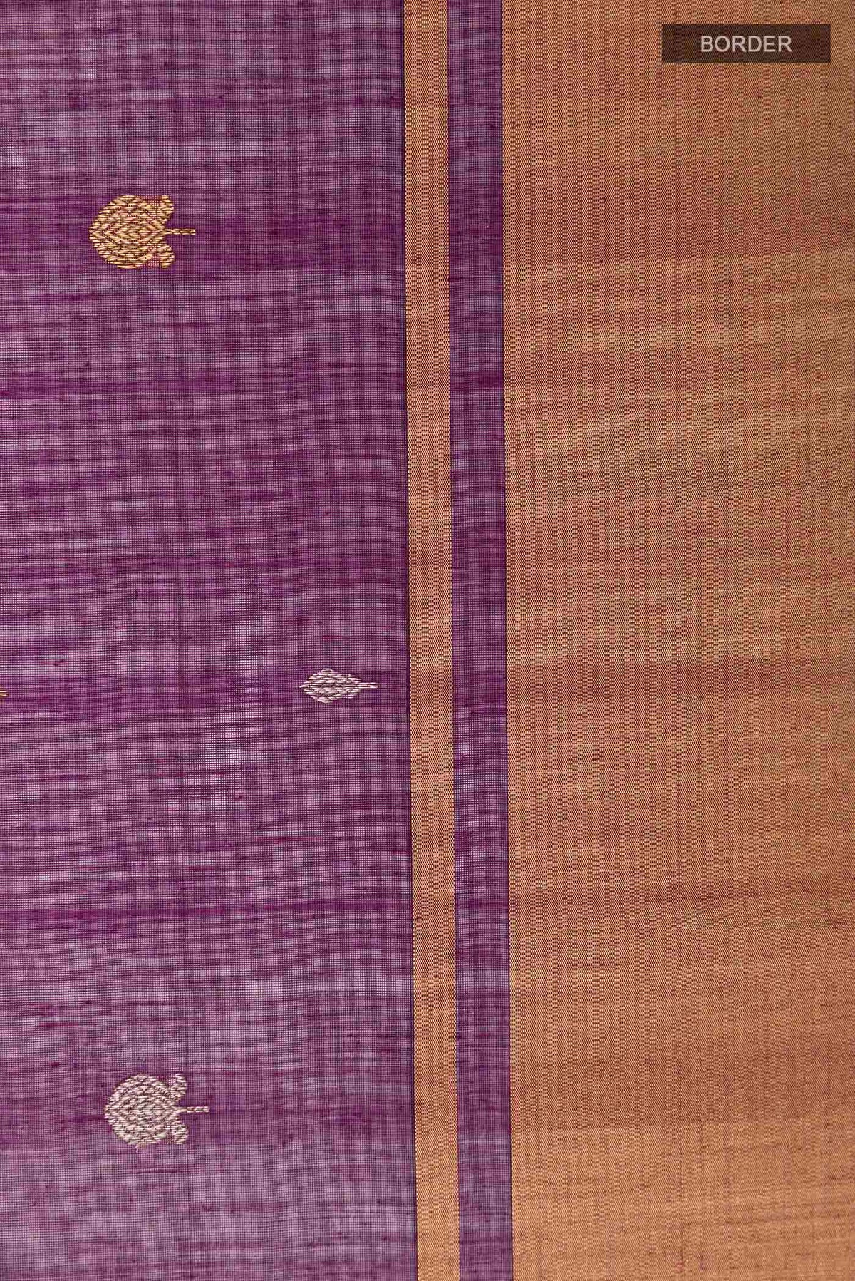 Border image of Purple Chanderi Silk Cotton Saree with Zari Butta on the body and Zari Border