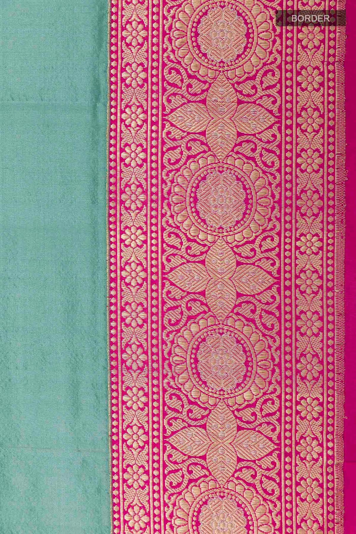 Border image of Blue Grey Banarasi Silk Saree with Zari Butta on the body and Zari Border