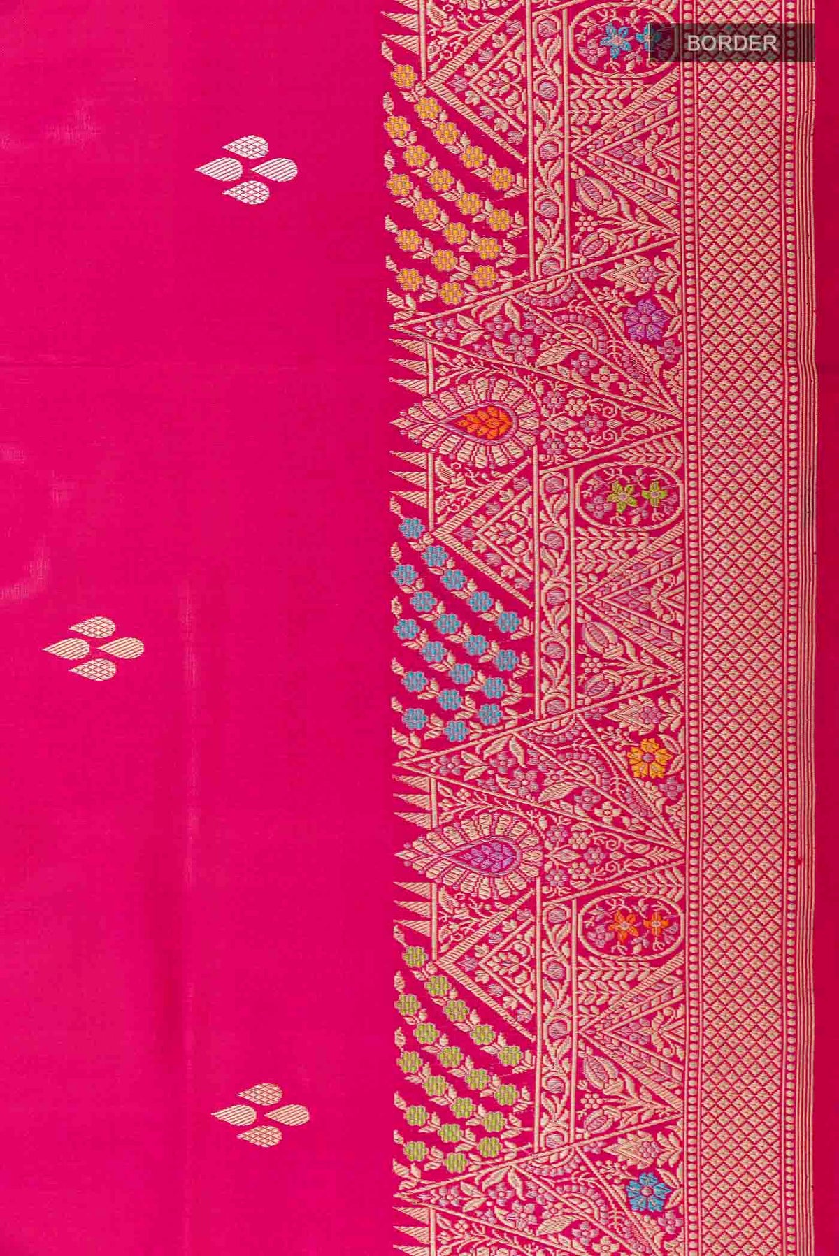 Border image of Pink Banarasi Silk Saree with Zari Butta on the body and Zari Border