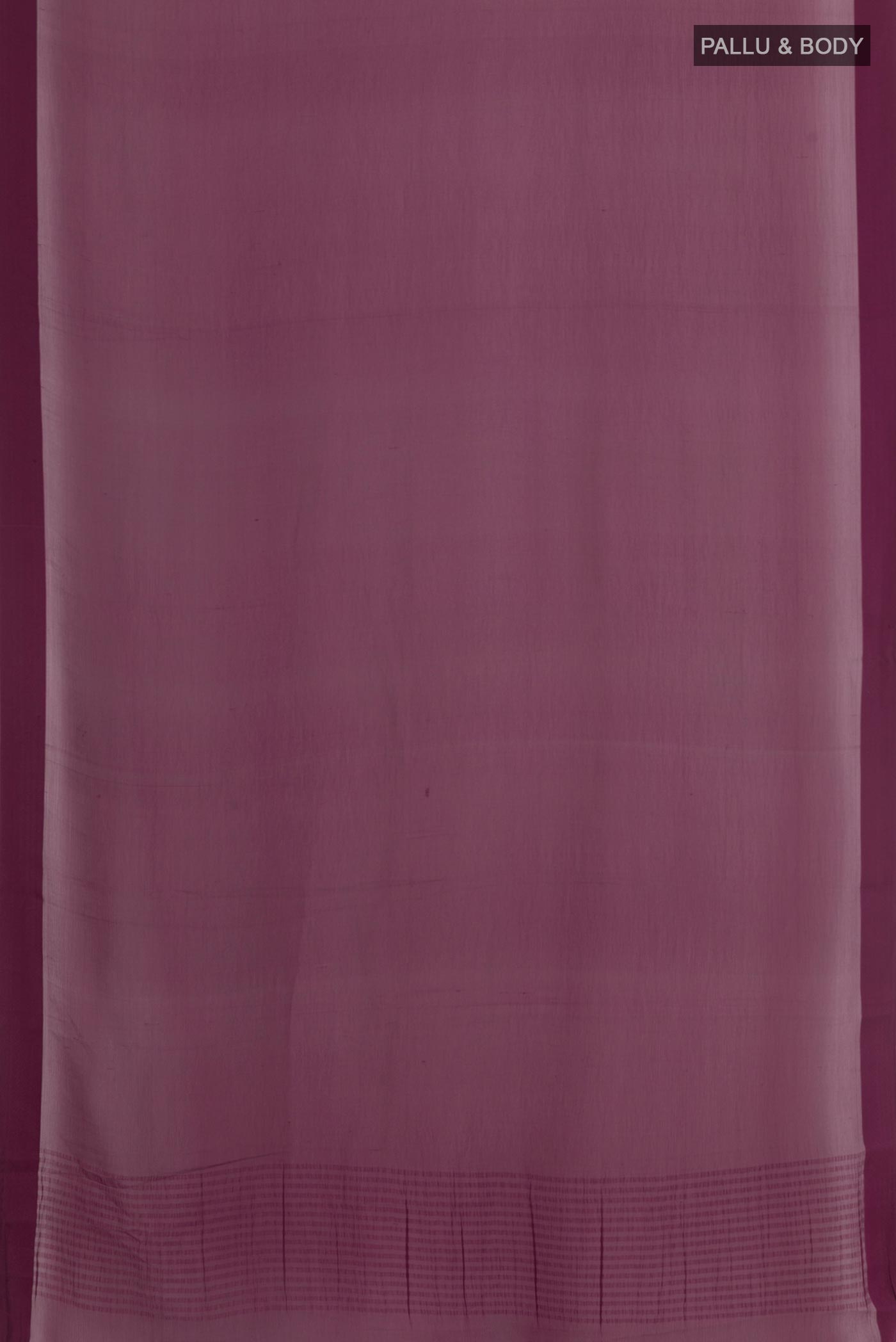 Flat view of Purple Mysore Chiffon Saree with Plain Body and Zari Border. 