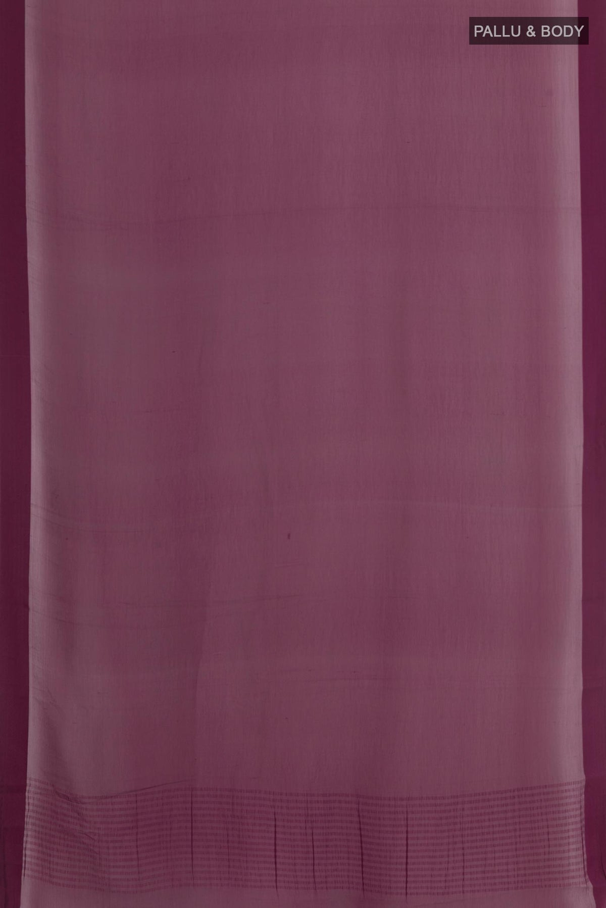 Flat view of Purple Mysore Chiffon Saree with Plain Body and Zari Border. 