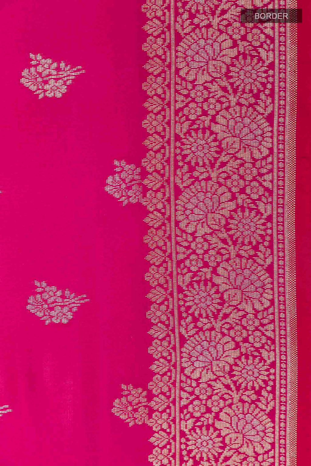 Border image of Pink Banarasi Silk Saree with Zari Butta on the body and Zari Border